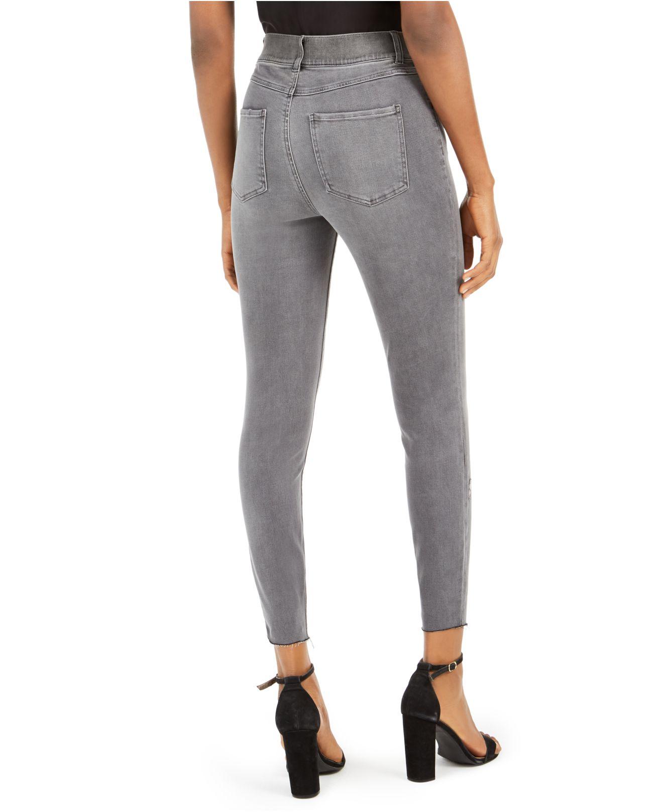 Spanx Denim Distressed Skinny Jeans in Vintage Grey (Gray) | Lyst