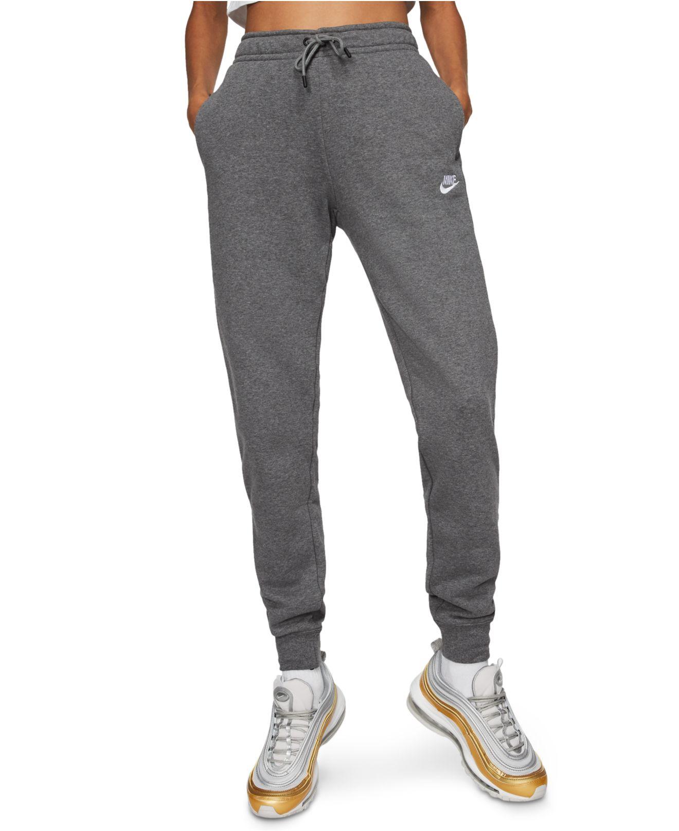 Nike Sportswear Essential Fleece Joggers in Charcoal Heather/White (Gray) |  Lyst