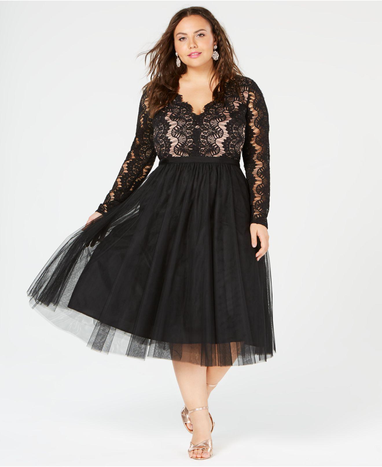 city chic rare beauty lace fit & flare dress