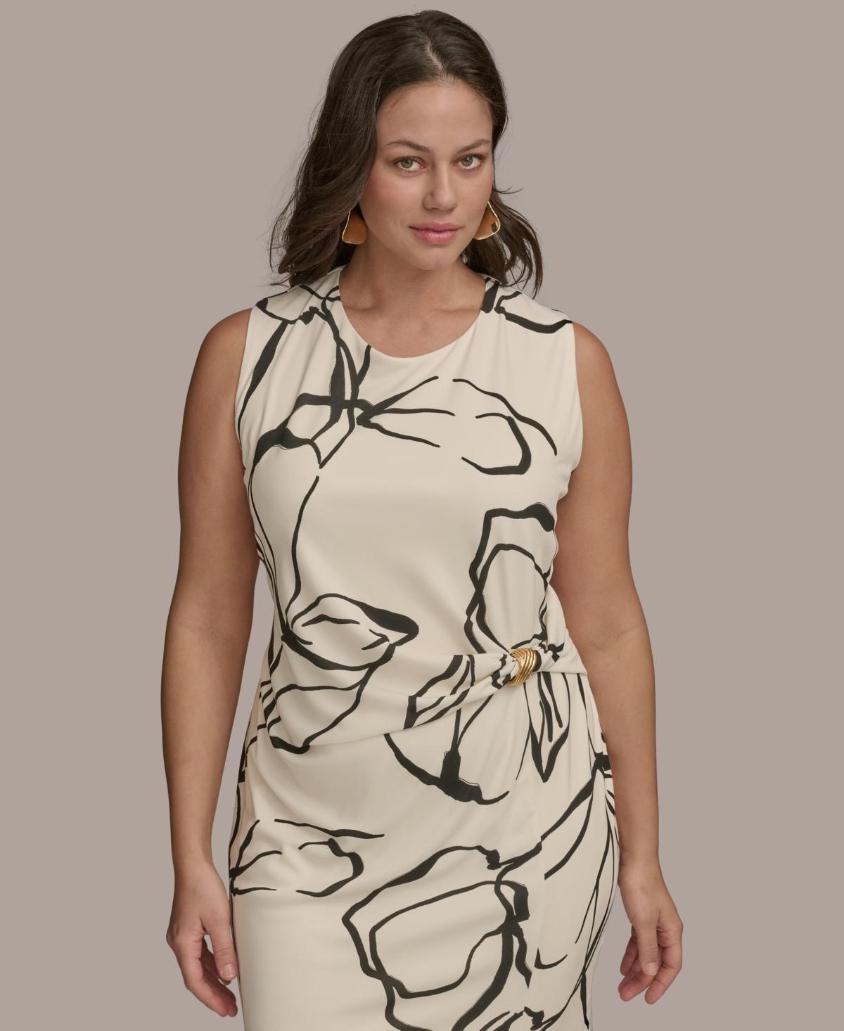 【Donna Karan New York】Hardware-Trim Side-Twist Dress Donna Karan New York Women's Hardware-Trim Side-Twist Dress