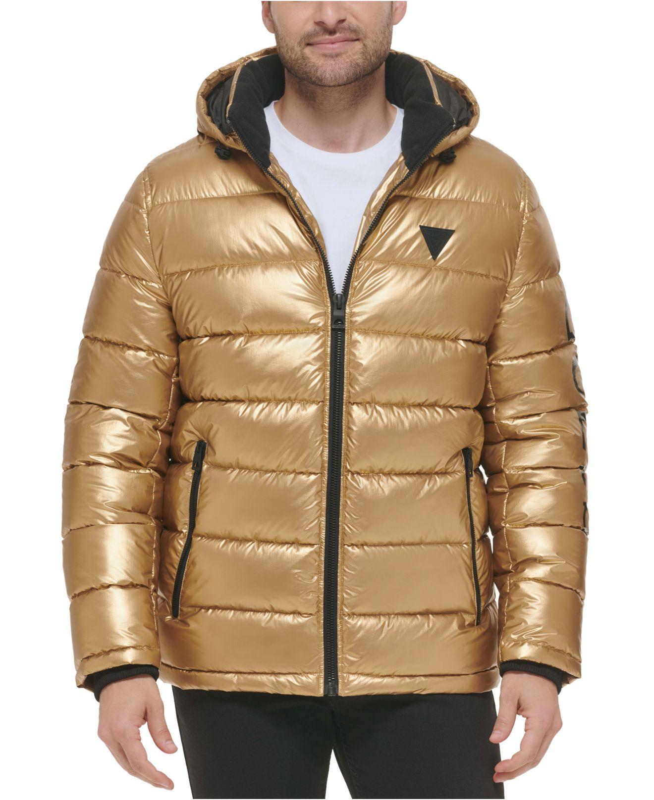 Guess Hooded Holographic Puffer Jacket, Created For Macy's in Natural