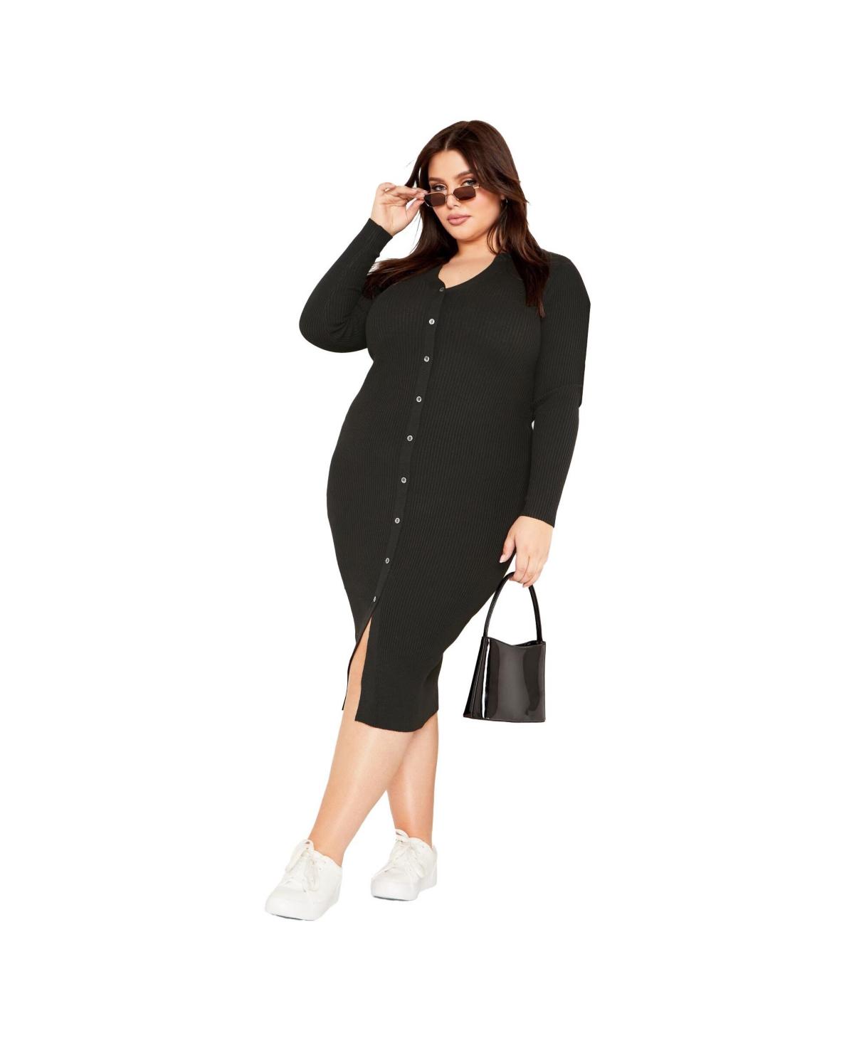 Avenue Plus Size Scarlett Rib Dress in Black | Lyst Avenue Plus Size Scarlett Rib Dress in Black | Lyst