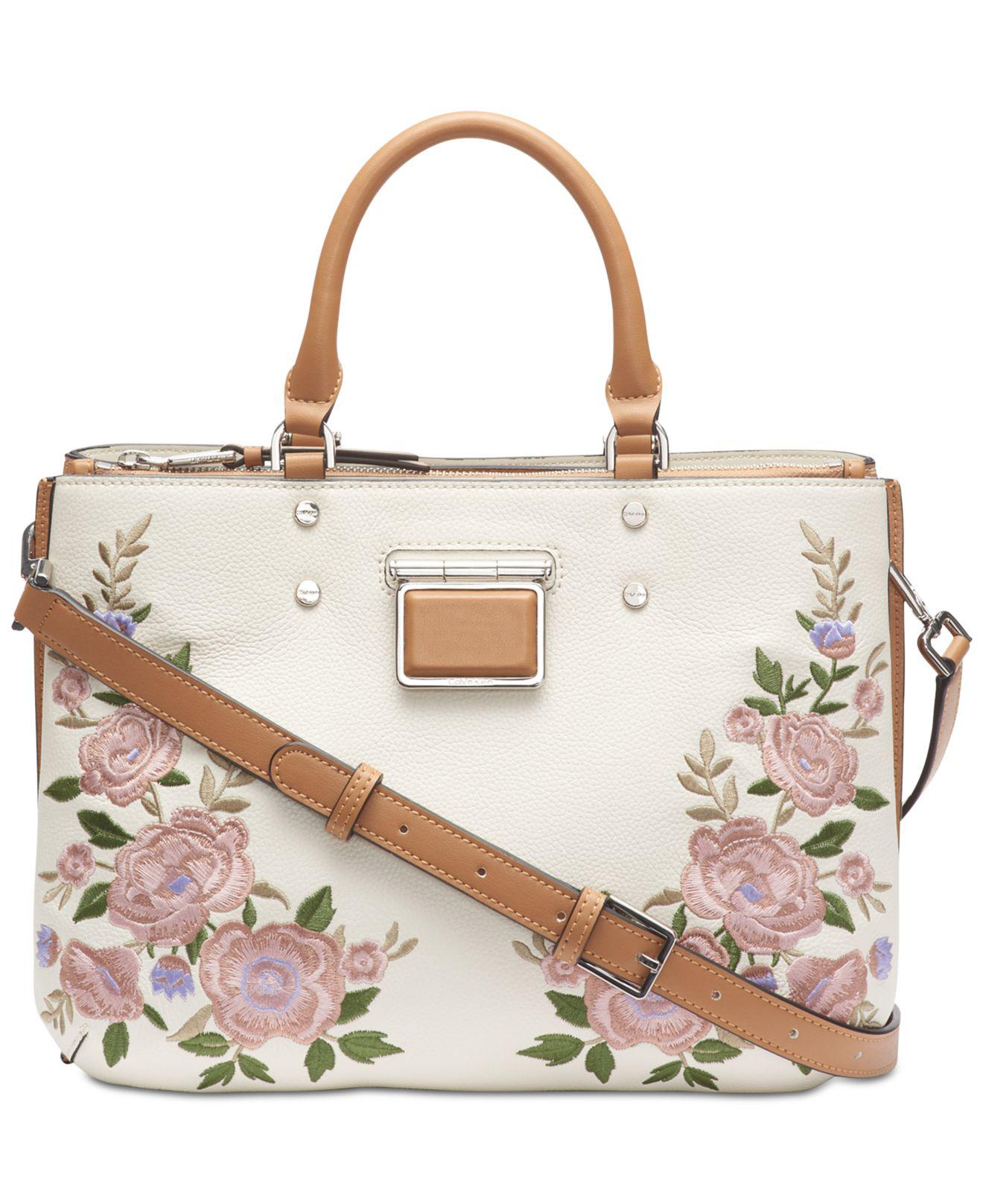 Calvin Klein White Purse With Flowers 2024 favors