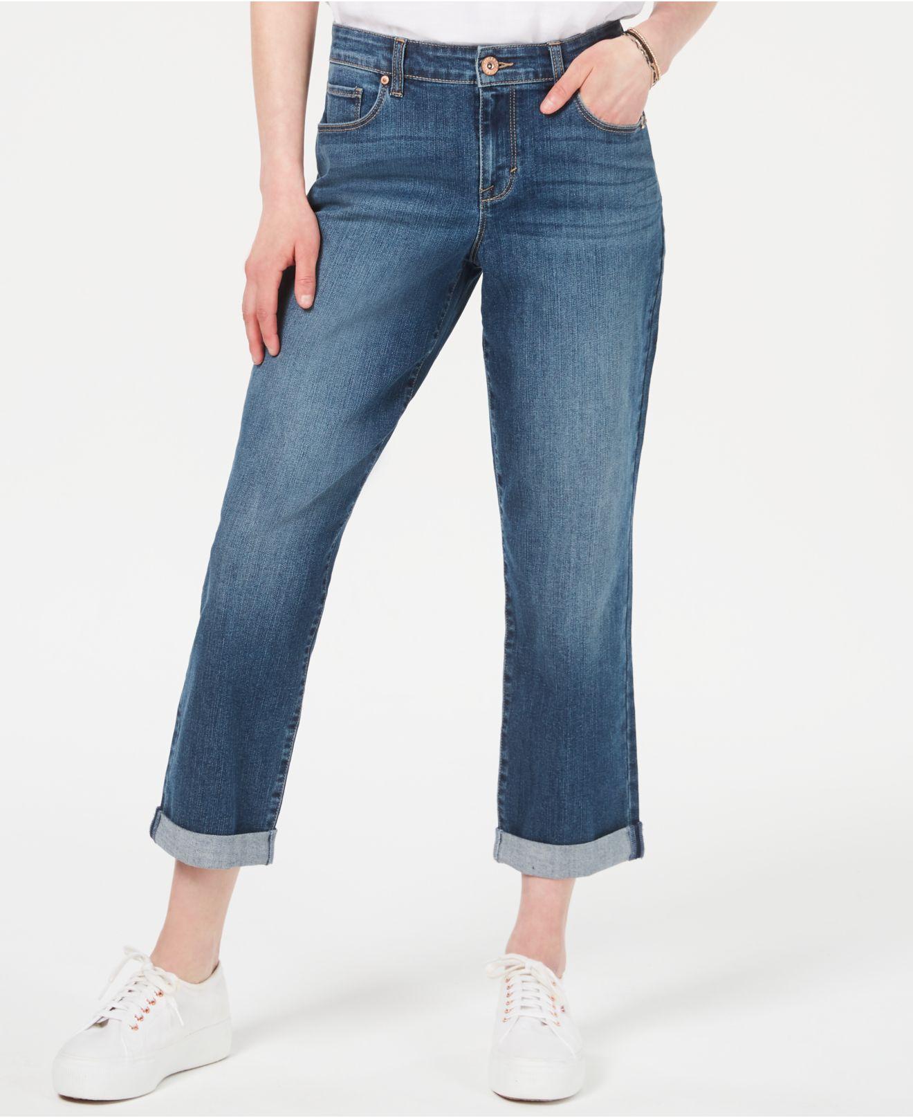 Style & Co. Curvy-fit Cuffed Boyfriend Jeans, Created For Macy's in Blue |  Lyst