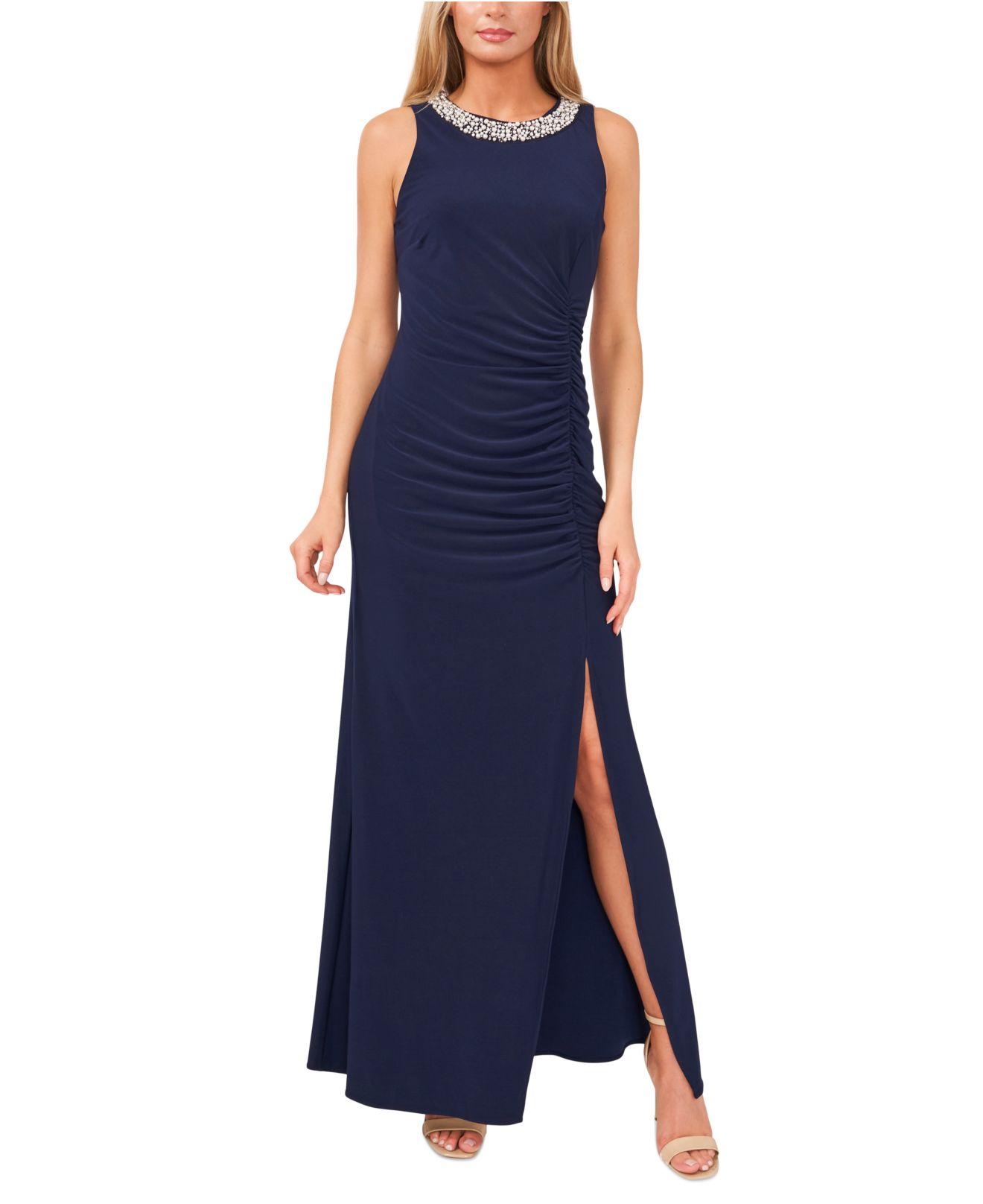 Msk Petite Embellished Ruched Gown in Blue | Lyst