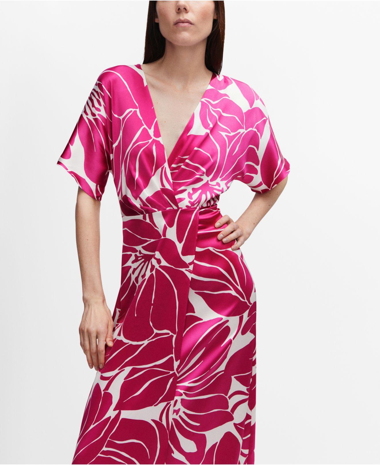 Mango Wrapped Satin Dress in Pink | Lyst