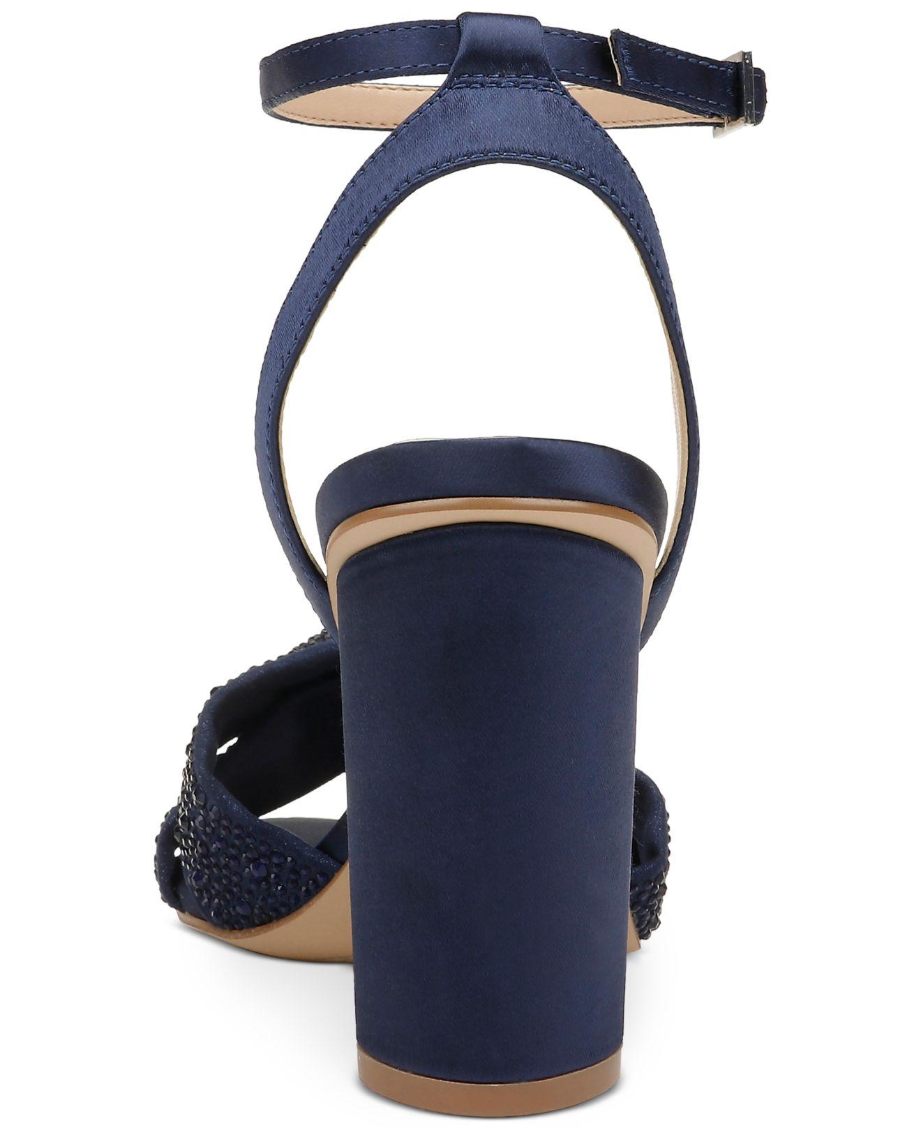 Badgley Mischka Satin Jewel By Badgley Mischka Nicoline Evening Sandals in  Navy (Blue) - Lyst