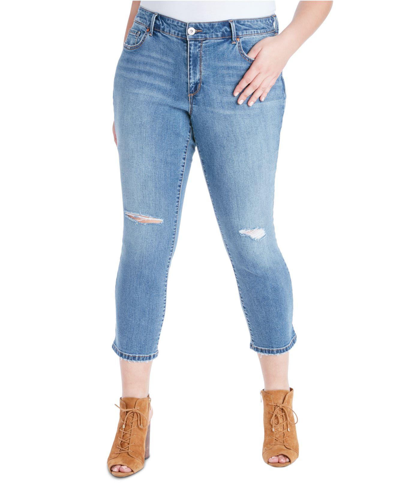 Jessica Simpson Denim Trendy Plus Size Arrow Straight-leg Ankle Jeans ...