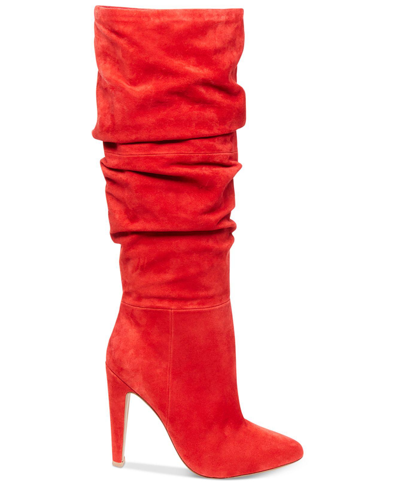 Steve Madden Suede Women's Carrie Slouchy Boots in Red