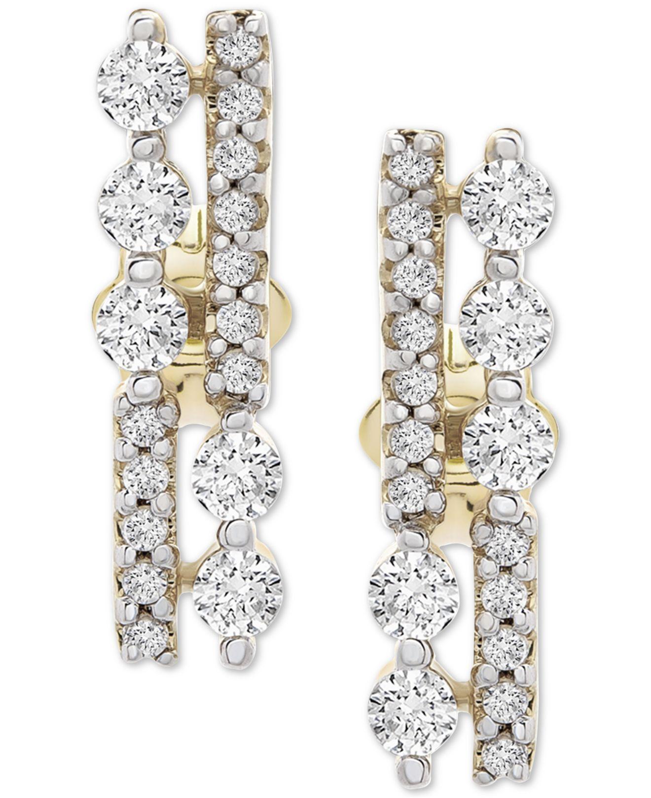 Wrapped in Love Tm Diamond Bar Stud Earrings (1/3 Ct. T.w.) In 14k Gold