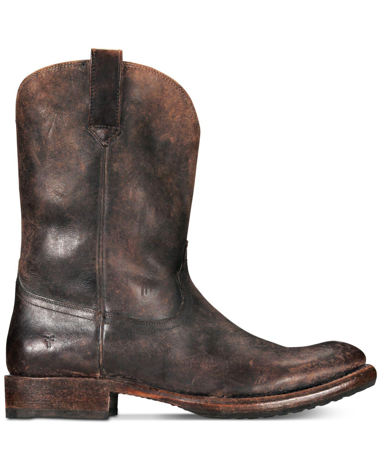 Frye Duke Roper 81311 Mens Brown Suede Western Slip On Boots Shoes 