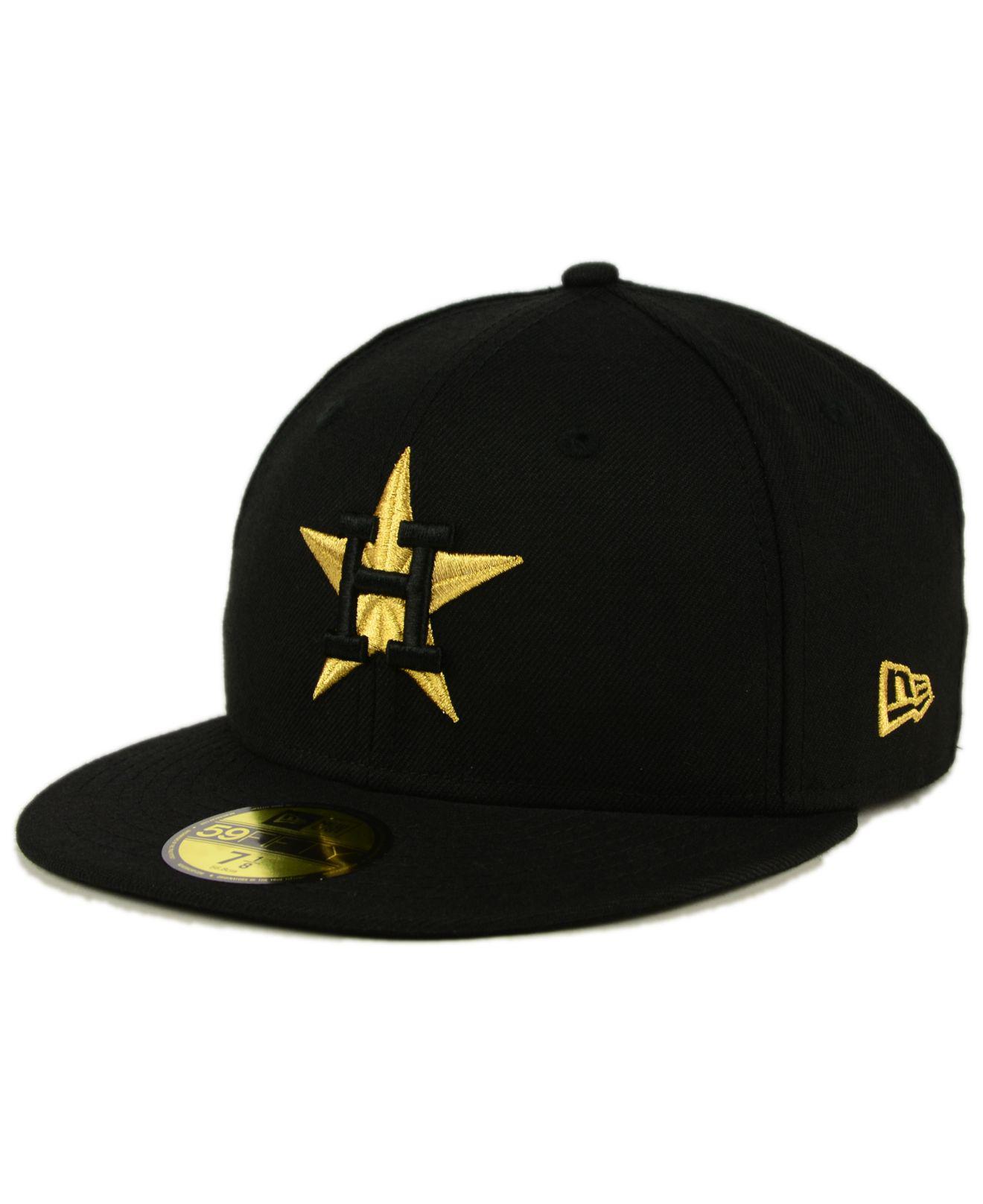 HOUSTON ASTRO 45TH SEASON BLACK METALLIC GOLD BRIM NEW ERA FITTED HAT –  Sports World 165