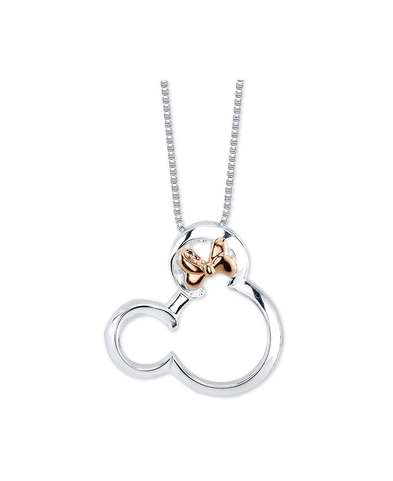 Disney 's Minnie Mouse Pendant Necklace In Two-tone Sterling 