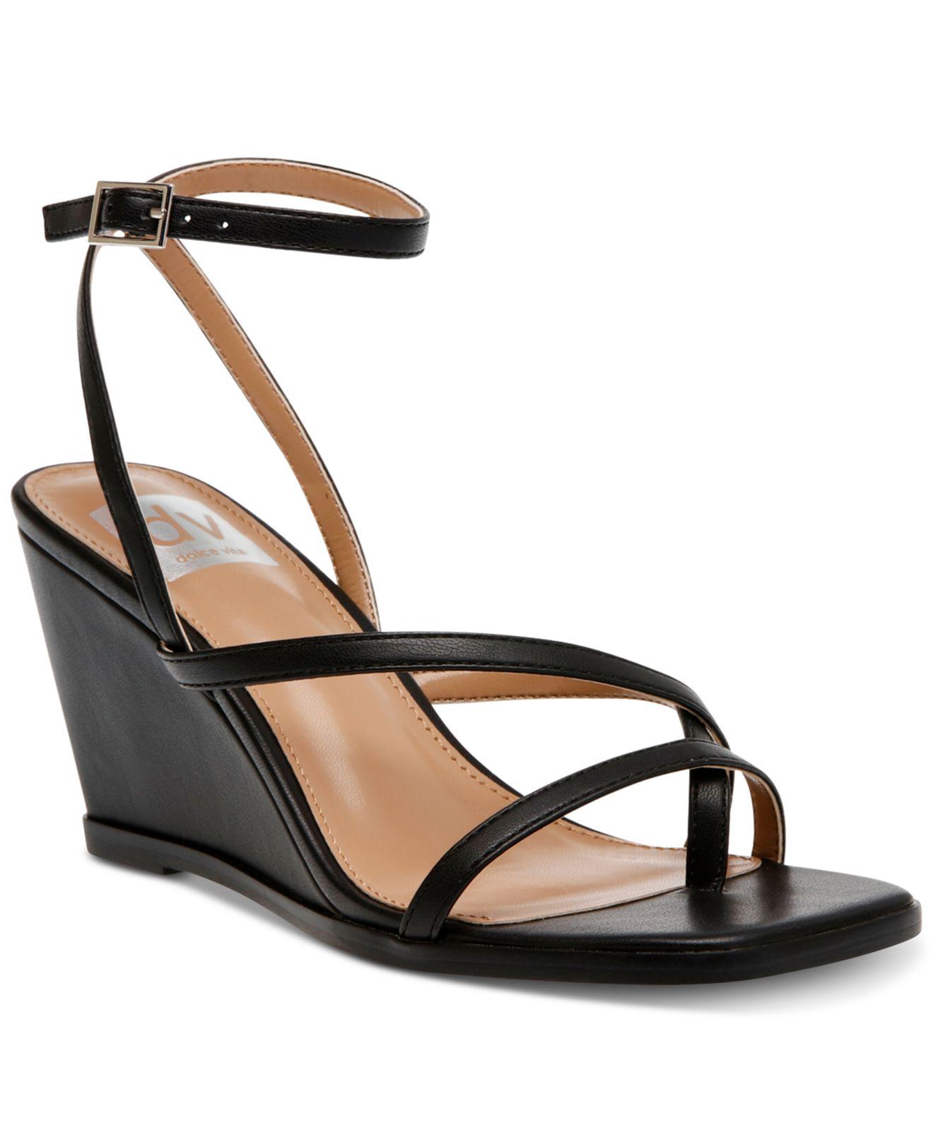 DV by Dolce Vita Eddle Strappy Wedge Sandals in Black | Lyst
