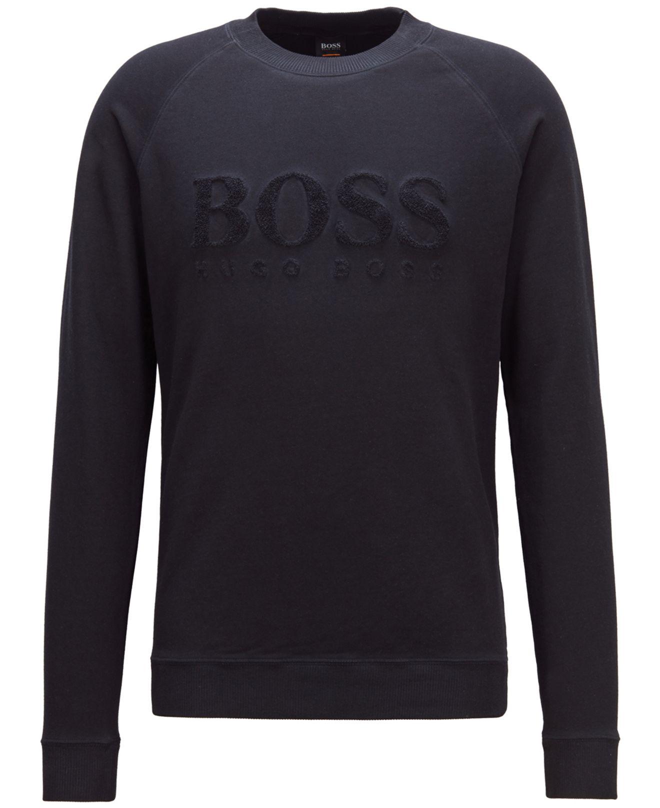 BOSS by Hugo Boss Cotton Wayman Brand Logo Sweater in dk bu (Blue) for Men  - Lyst