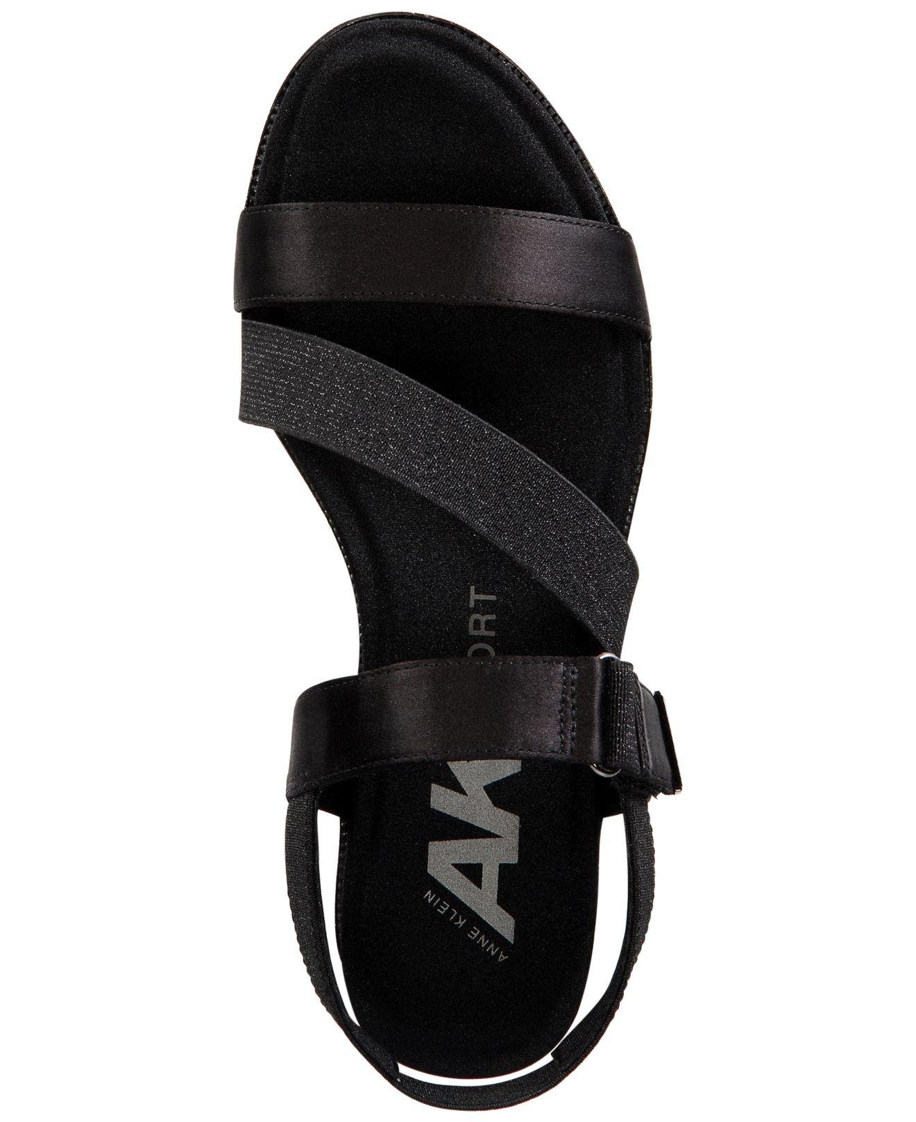Anne Klein Ak Sport Nolita Strappy Sport Sandals, Black/black | Lyst