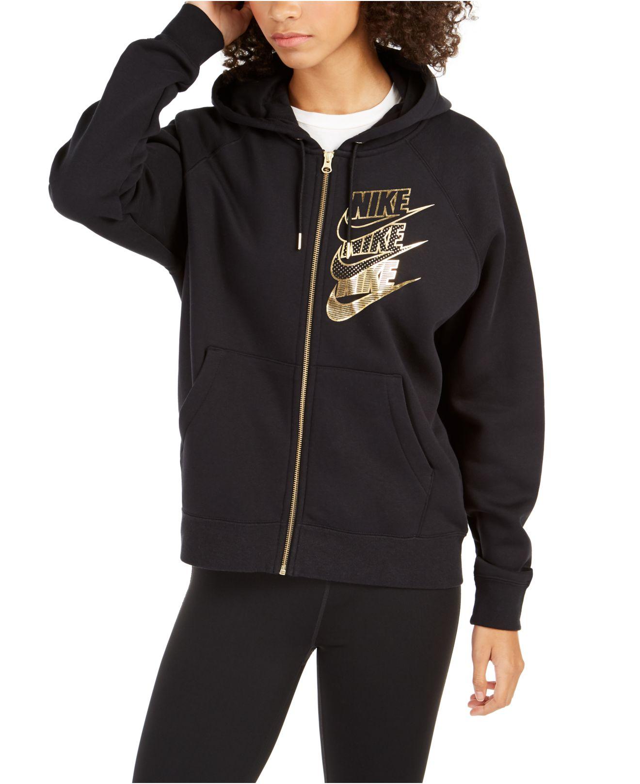 nike metallic full zip hoodie