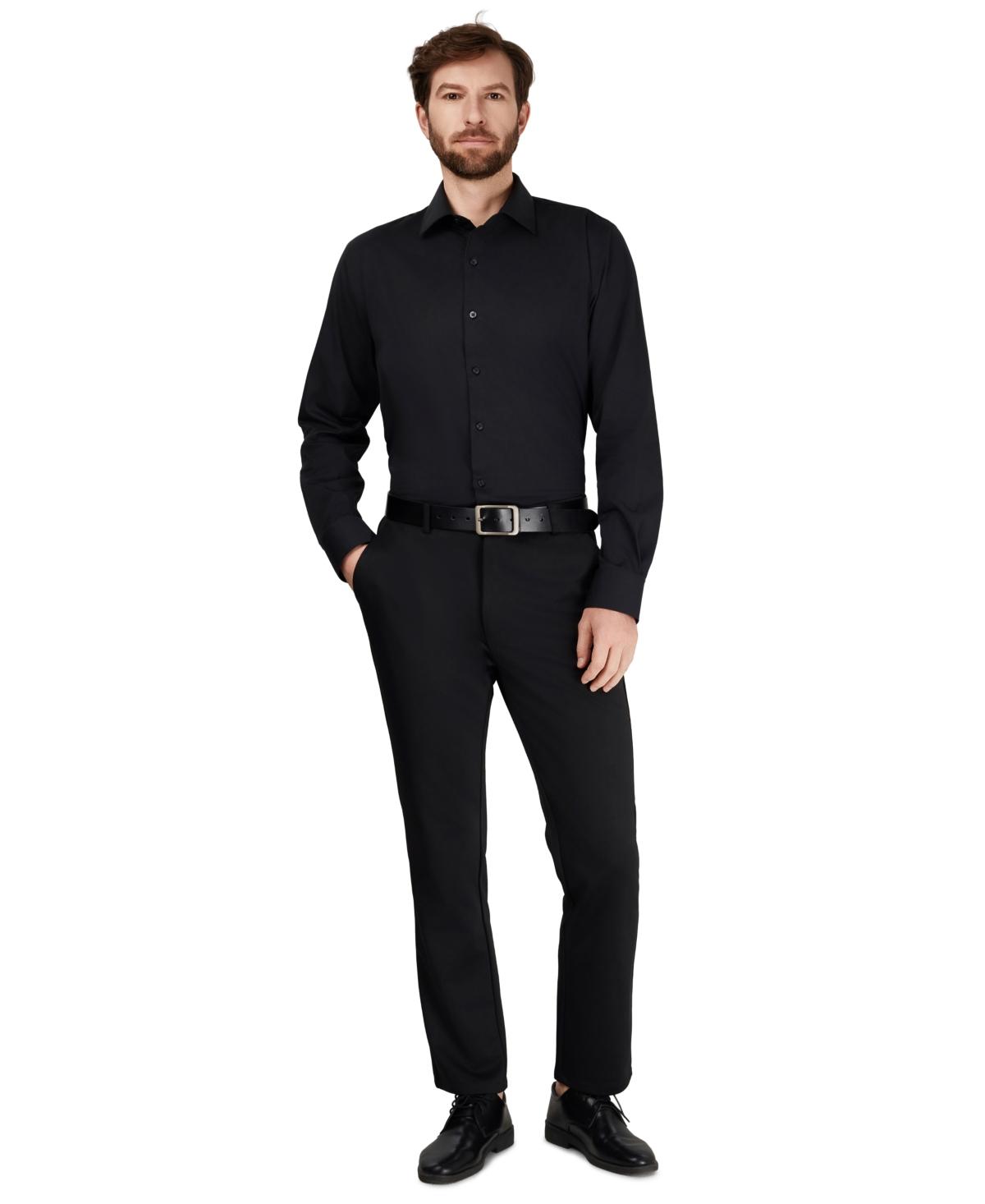 alfani black dress shirt $65 Alfani Men's Black Regular-Fit Long-Sleeve Dress Shirt Size 17-17.5 32/33