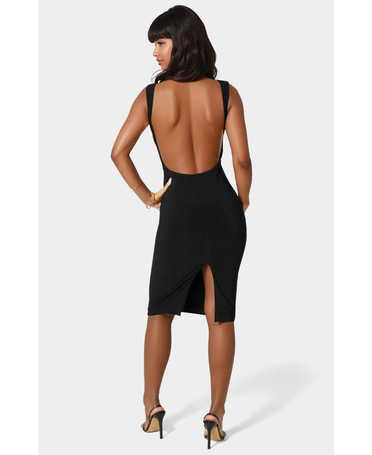 slim fit dress slacks Bebe Women's The Fitted Dress, Size XL in Blue Cotton/Spandex