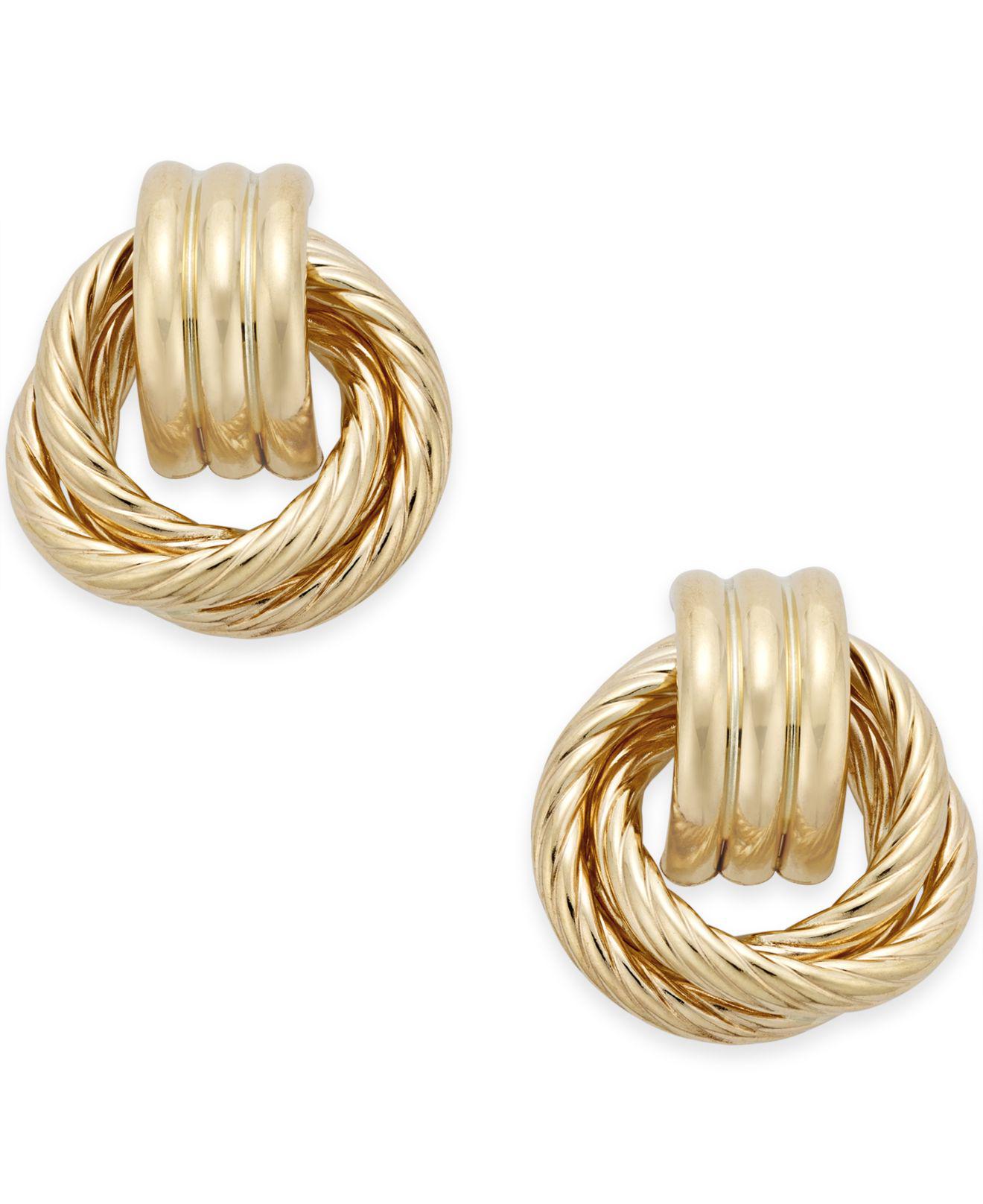 Macy's Textured Door Knocker Earrings In 14k Gold in Metallic | Lyst