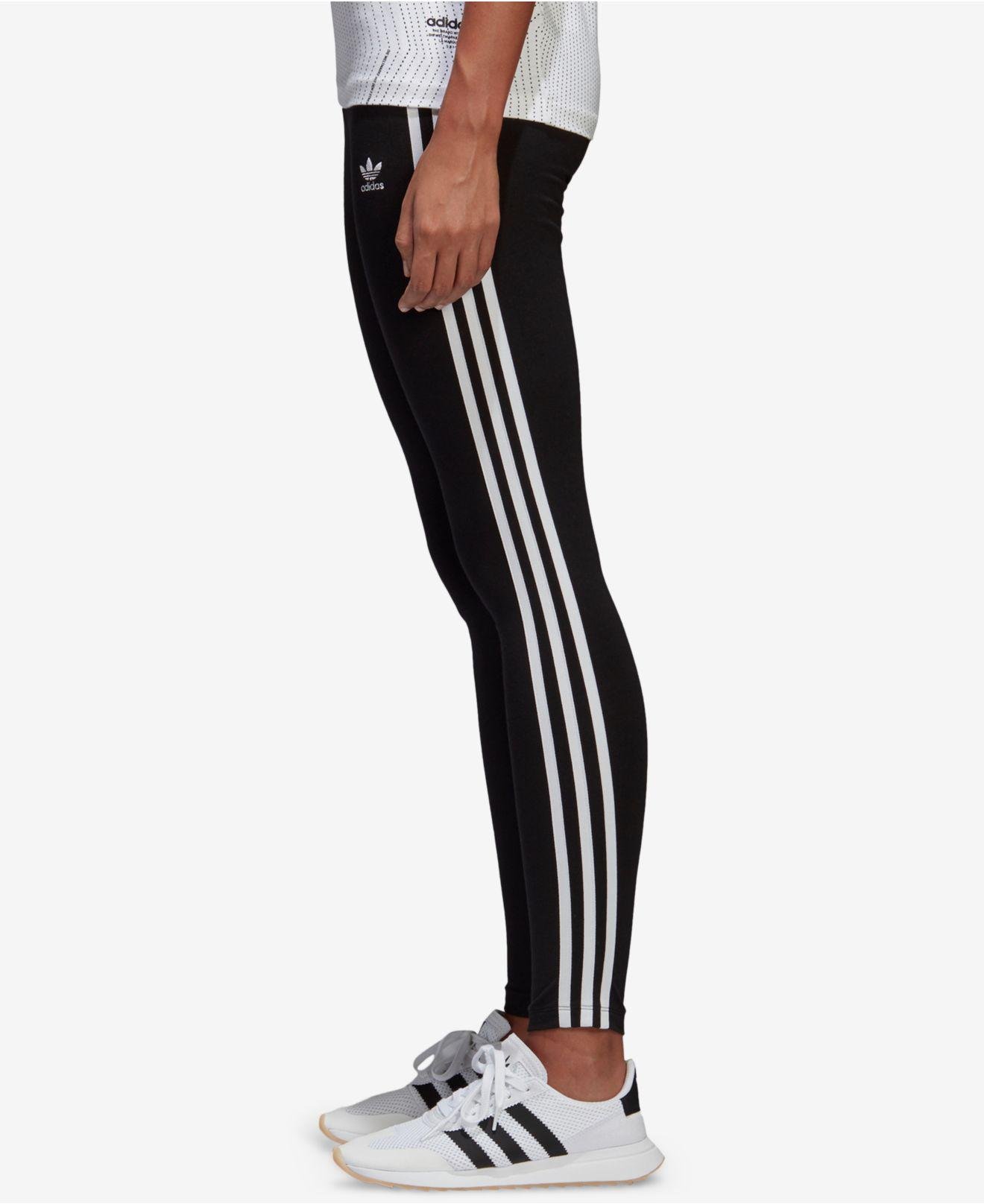 adidas originals three stripe leggings with vintage logo in black