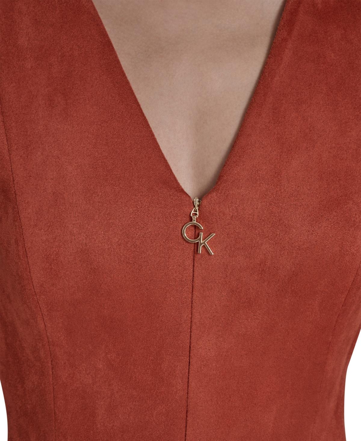 Calvin Klein Sleeveless Fit And Flare Short Dress in Red | Lyst