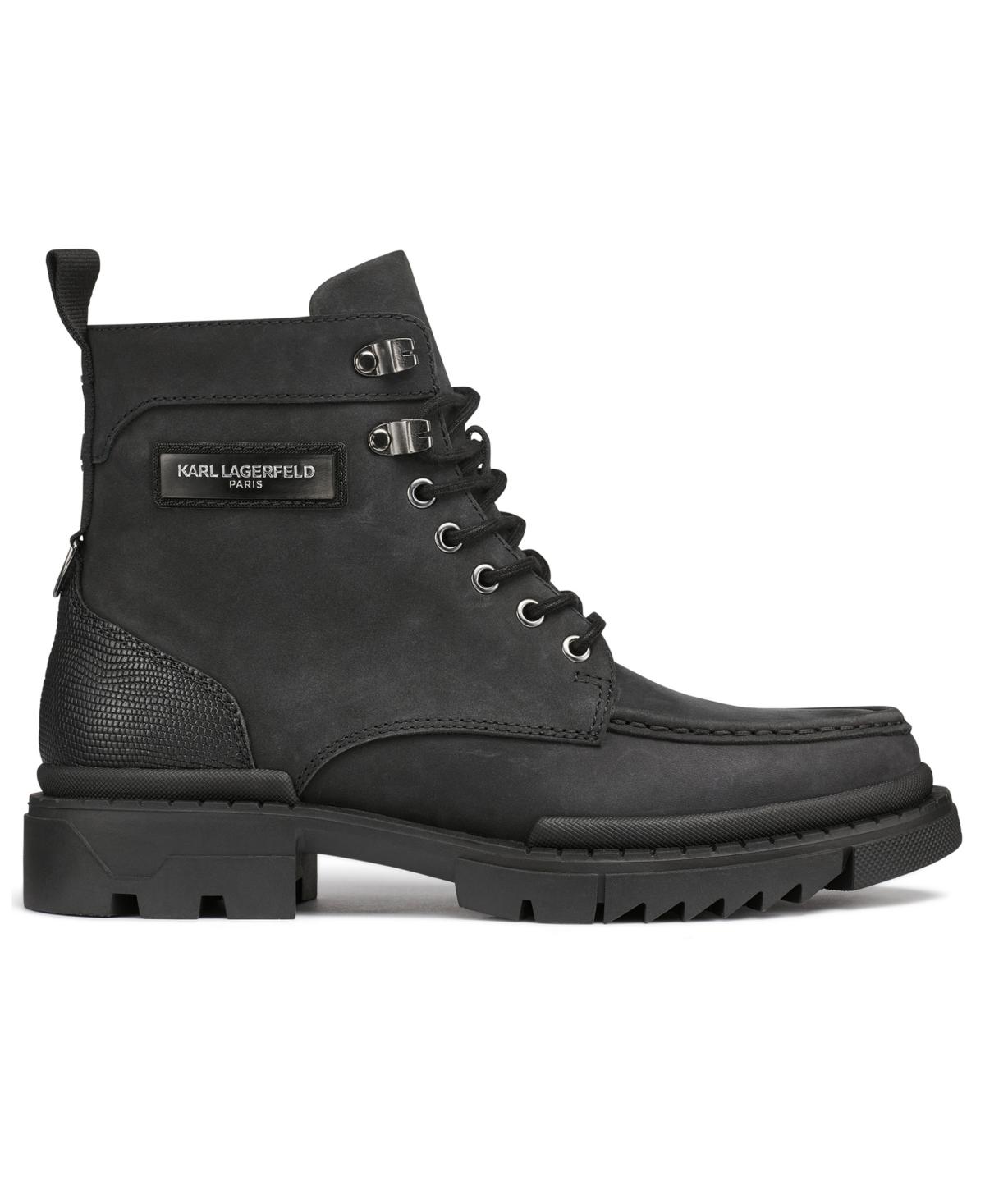Karl Lagerfeld Paris Men’s logo leather combat boots Trekka Maison boots | Black | Men | KARL LAGERFELD main image 2