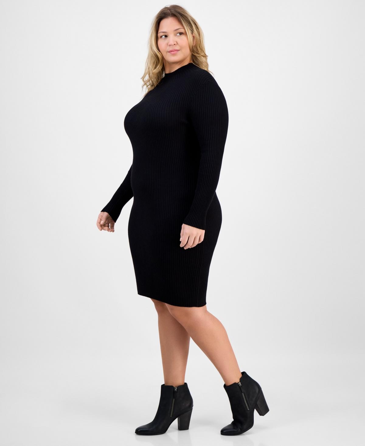 BarIII Trendy Plus Size Ribbed Sweater Dress in Black Lyst