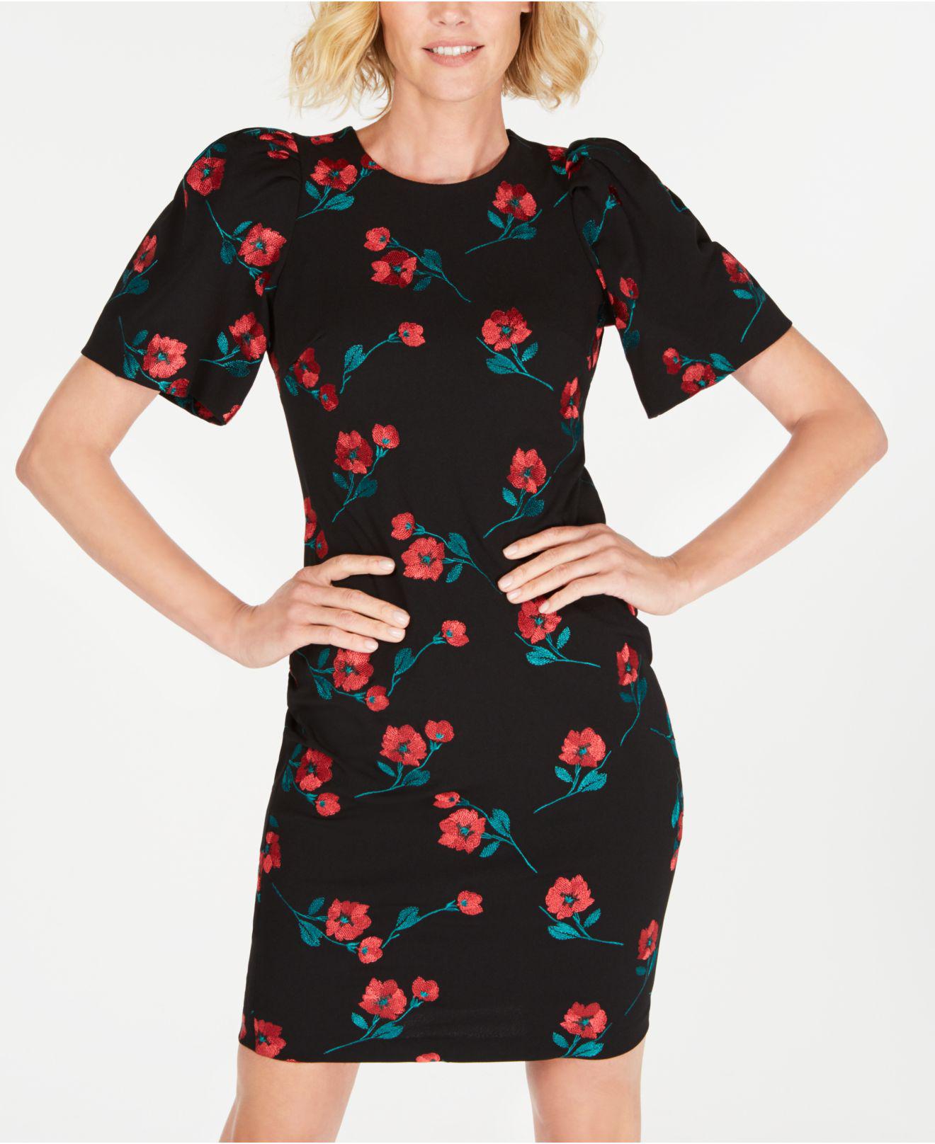 calvin klein floral embroidered sheath dress