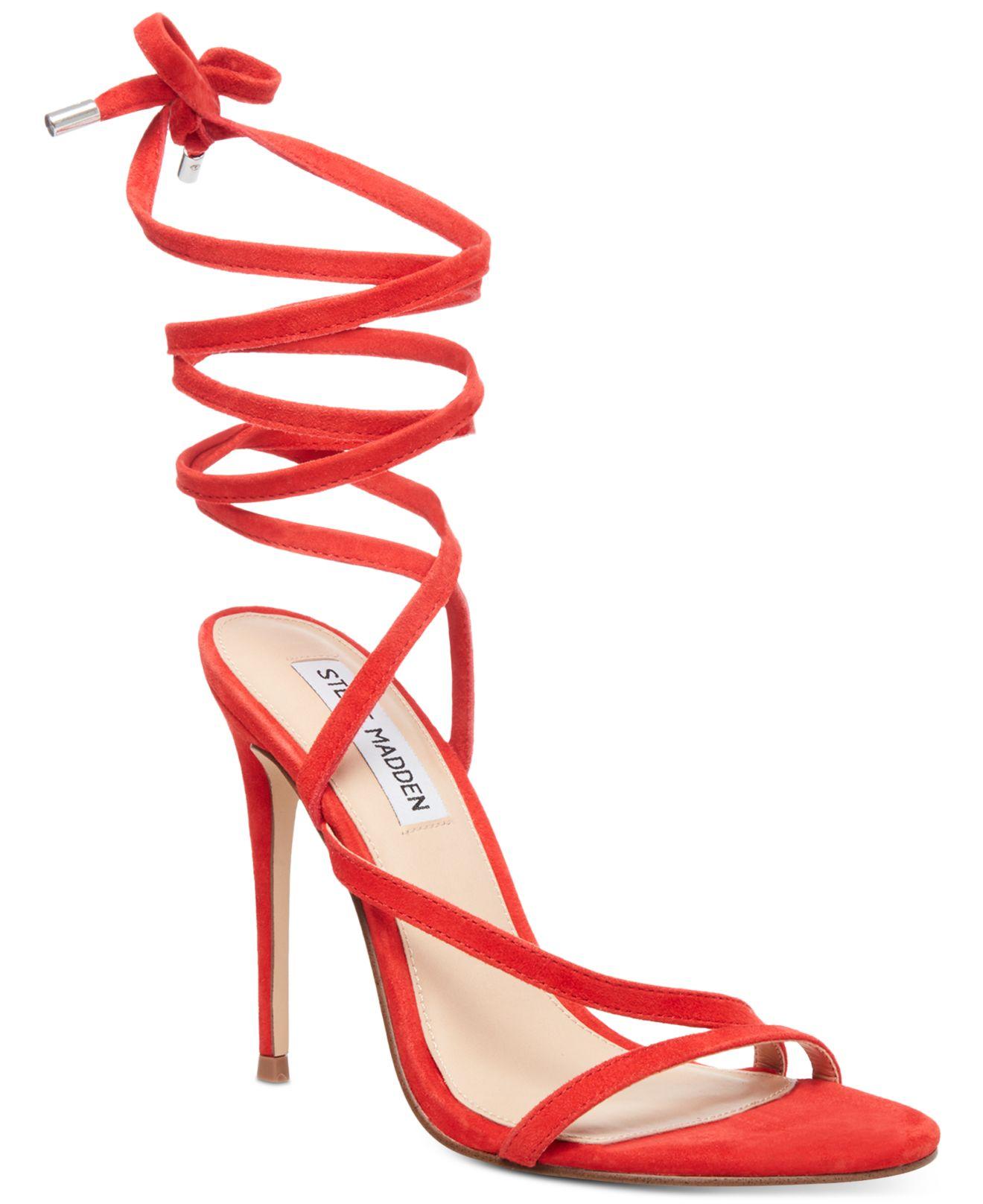 steve madden red lace up heels