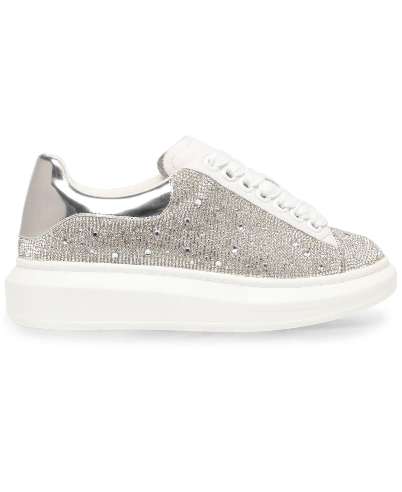 Steve Madden Glimmer-r Flatform Lace-up Sneakers in Crystal Rhinestone ...