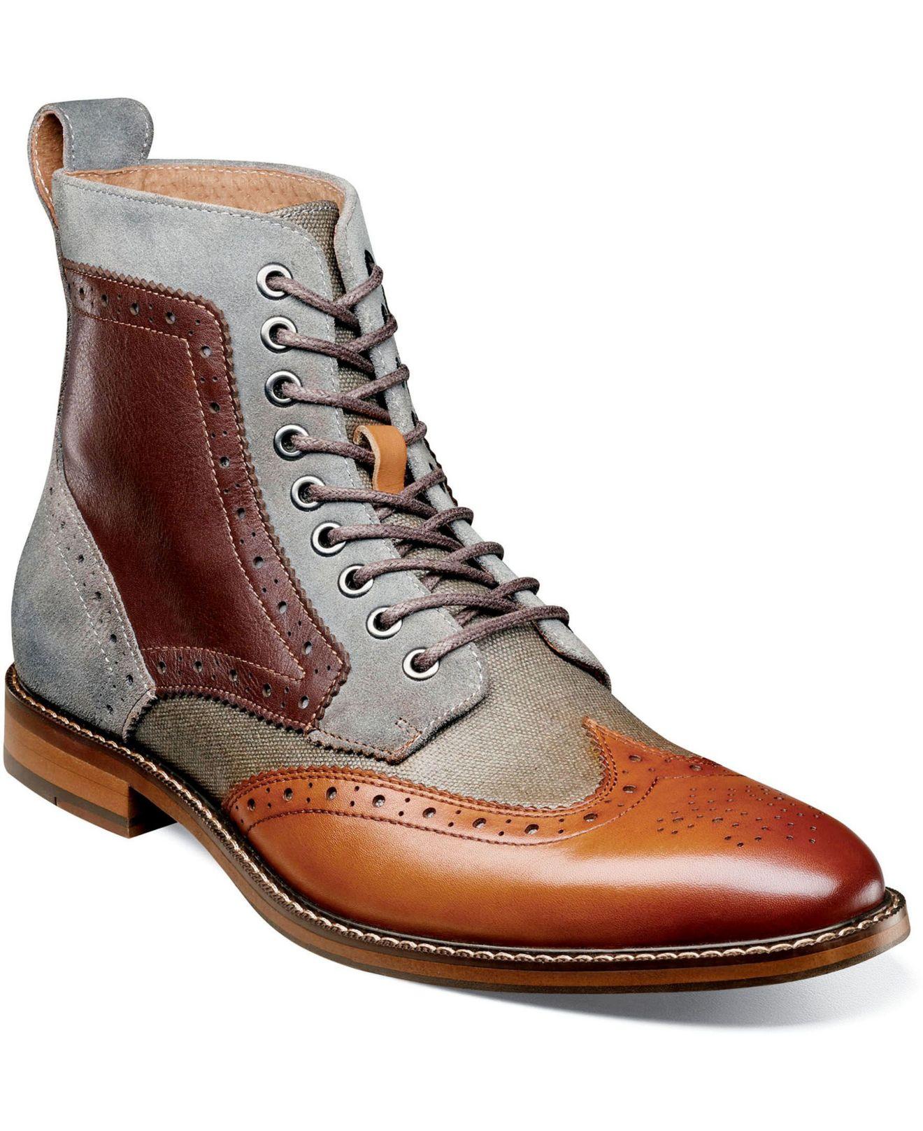 Stacy Adams Finnegan Wingtip Lace Up Boots in Brown for Men | Lyst