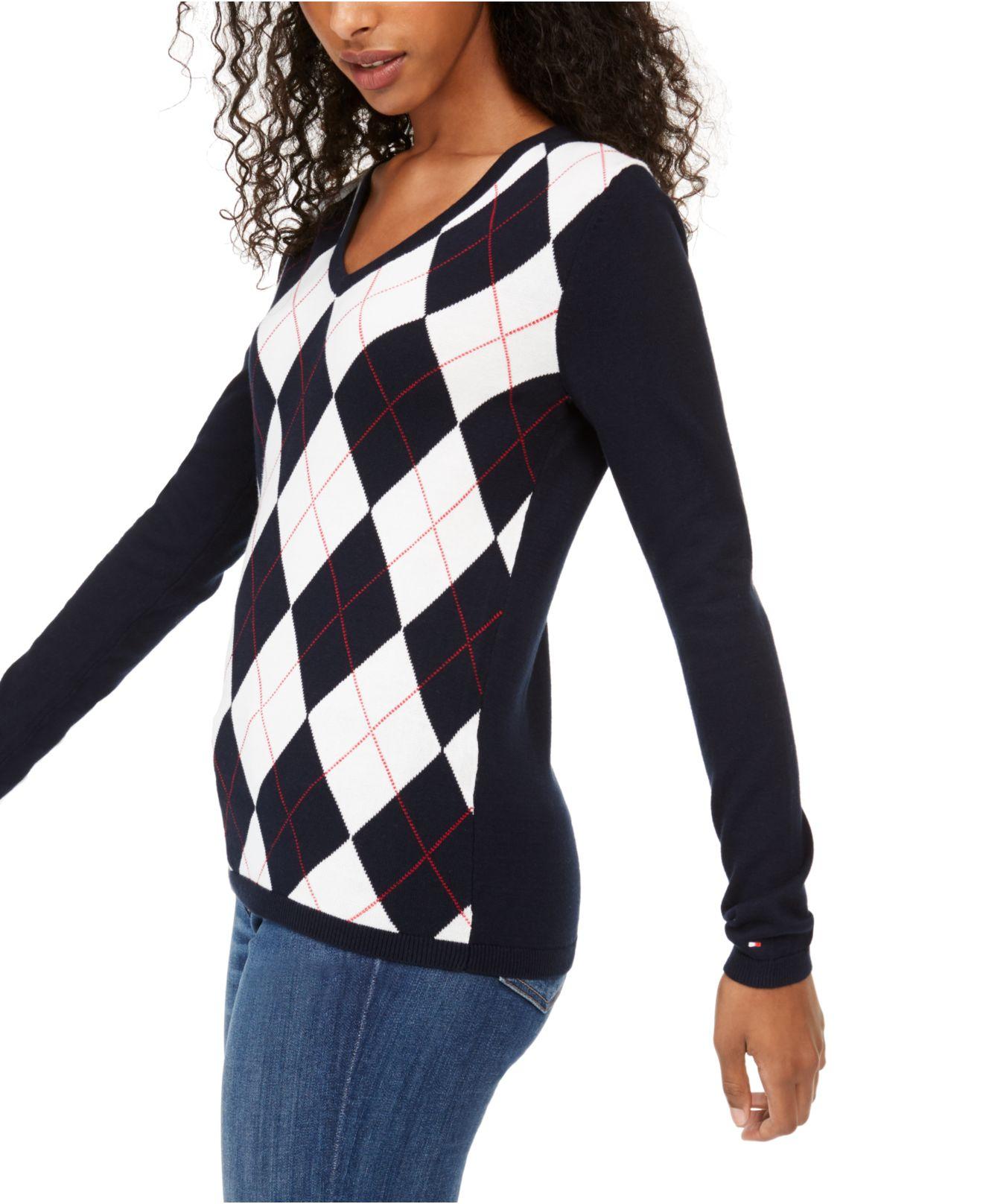 tommy hilfiger argyle turtleneck sweater