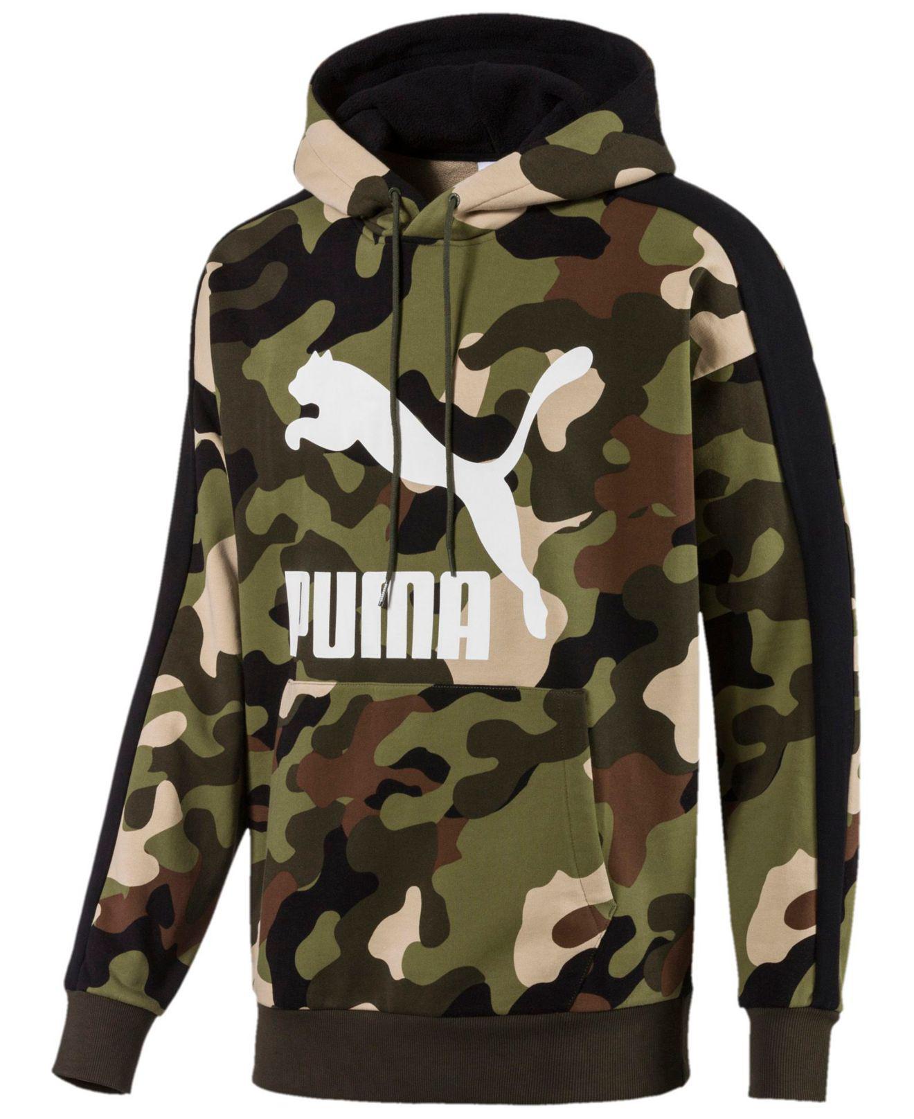 PUMA Cotton Pullover Camo Hoodie in Forest Night (Green) for Men - Lyst