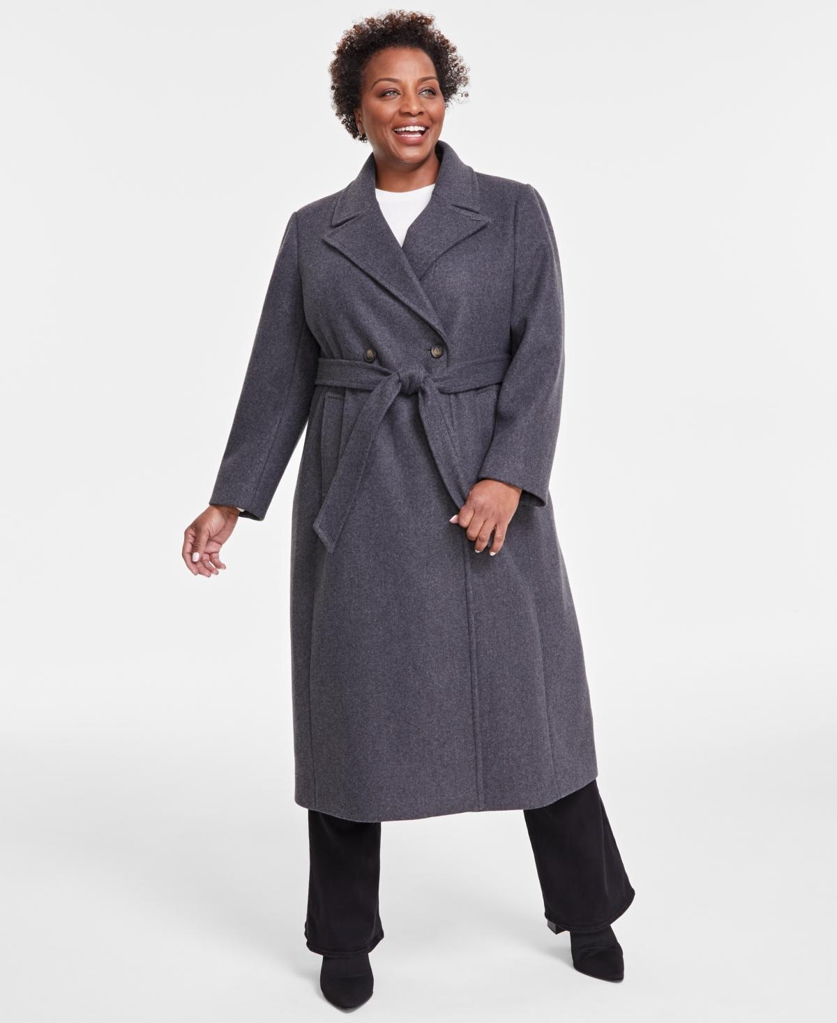 Calvin klein notch collar wrap coat best sale