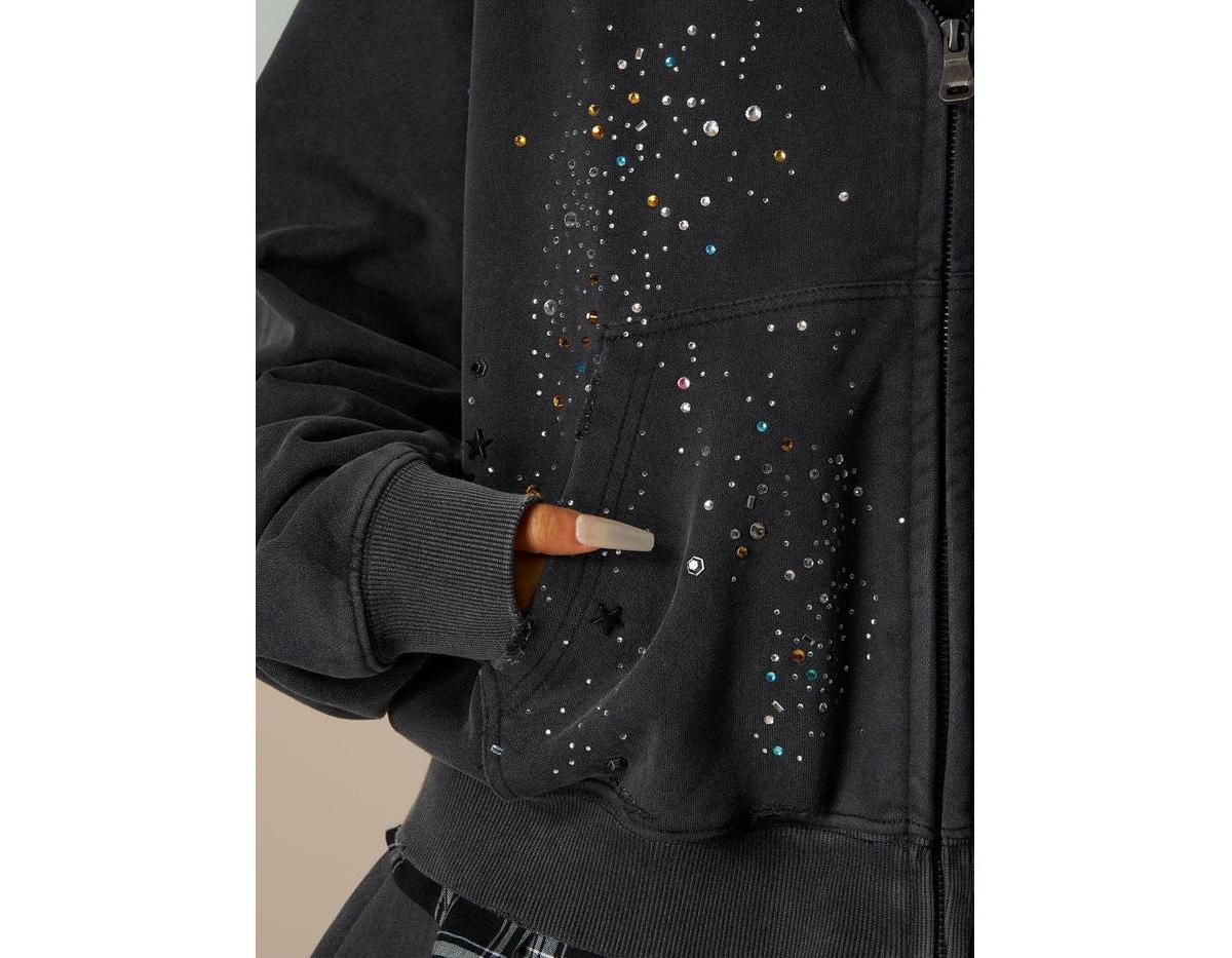 AELFRIC EDEN Rhinestone Boxy Zip Up V302 Hoodie in Black | Lyst