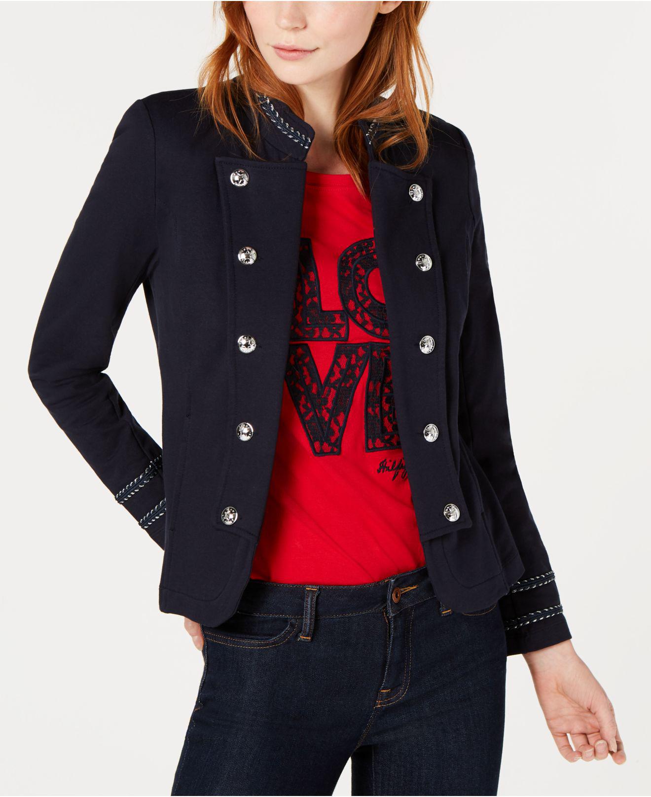 Tommy Hilfiger French-terry Band Jacket, Created For Macy's in Red | Lyst