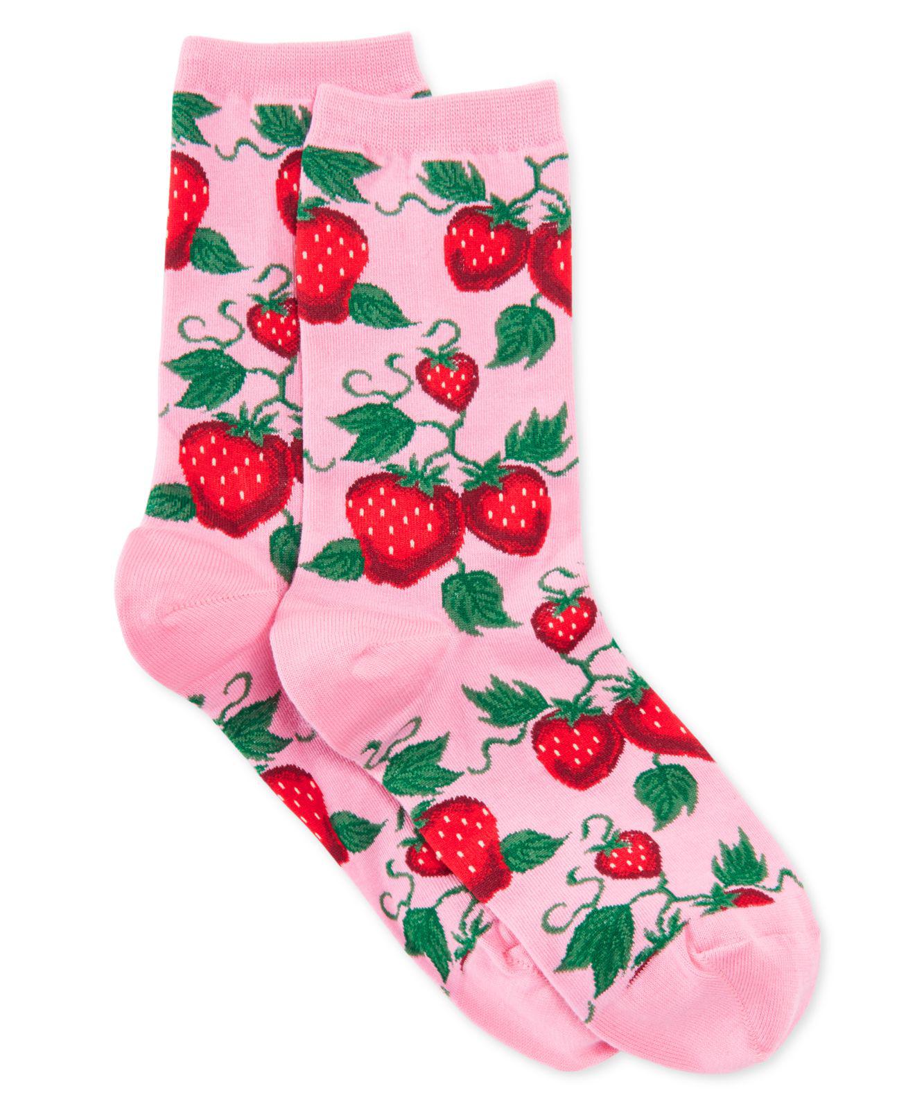 Hot Sox Cotton Strawberry Socks in Pink - Lyst