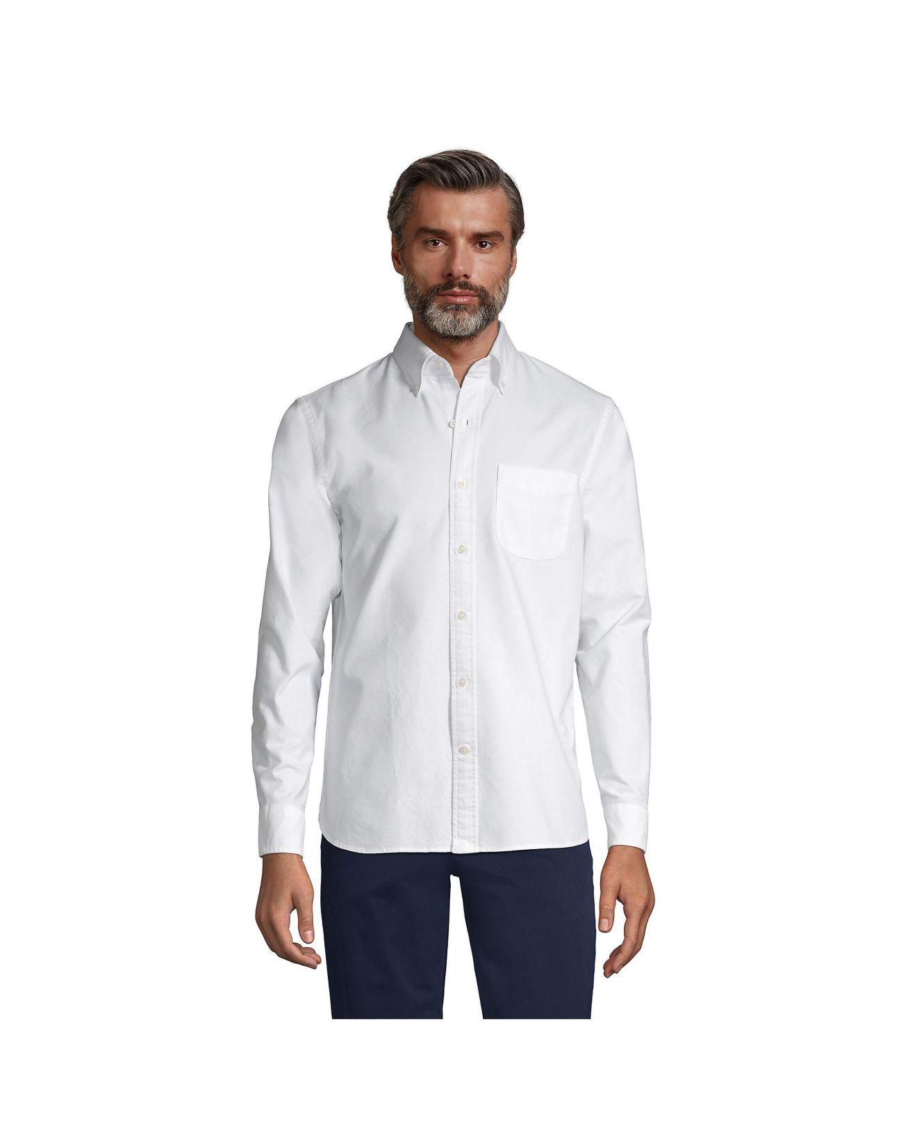 Lands' End Tailored Fit Long Sleeve Sail Rigger Oxford Shirt in White