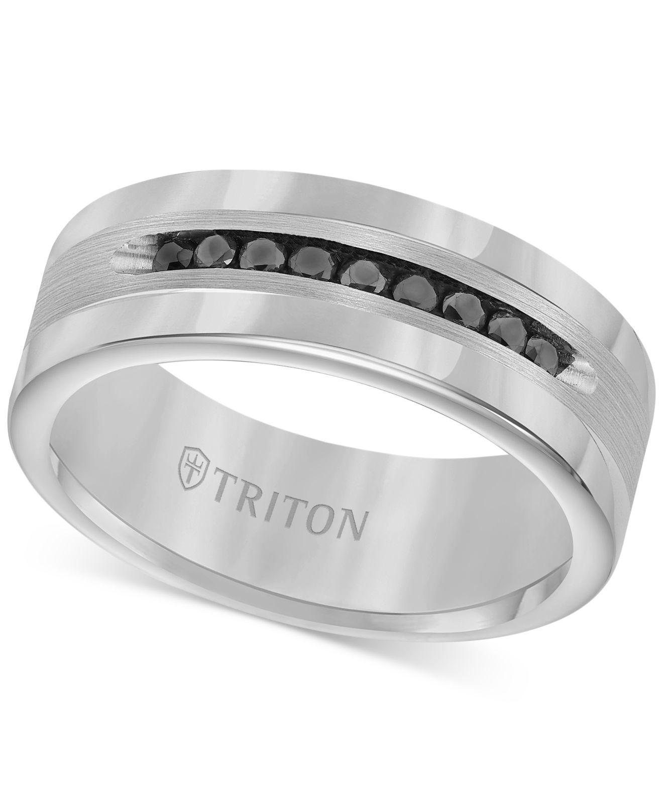 Triton Men's Tungsten And Sterling Silver Ring, Channel