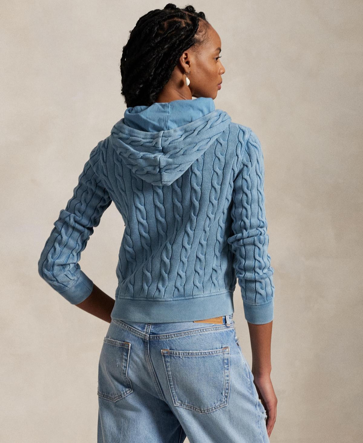 Polo Ralph Lauren Cable-knit Cotton Full-zip Hoodie Sweater in