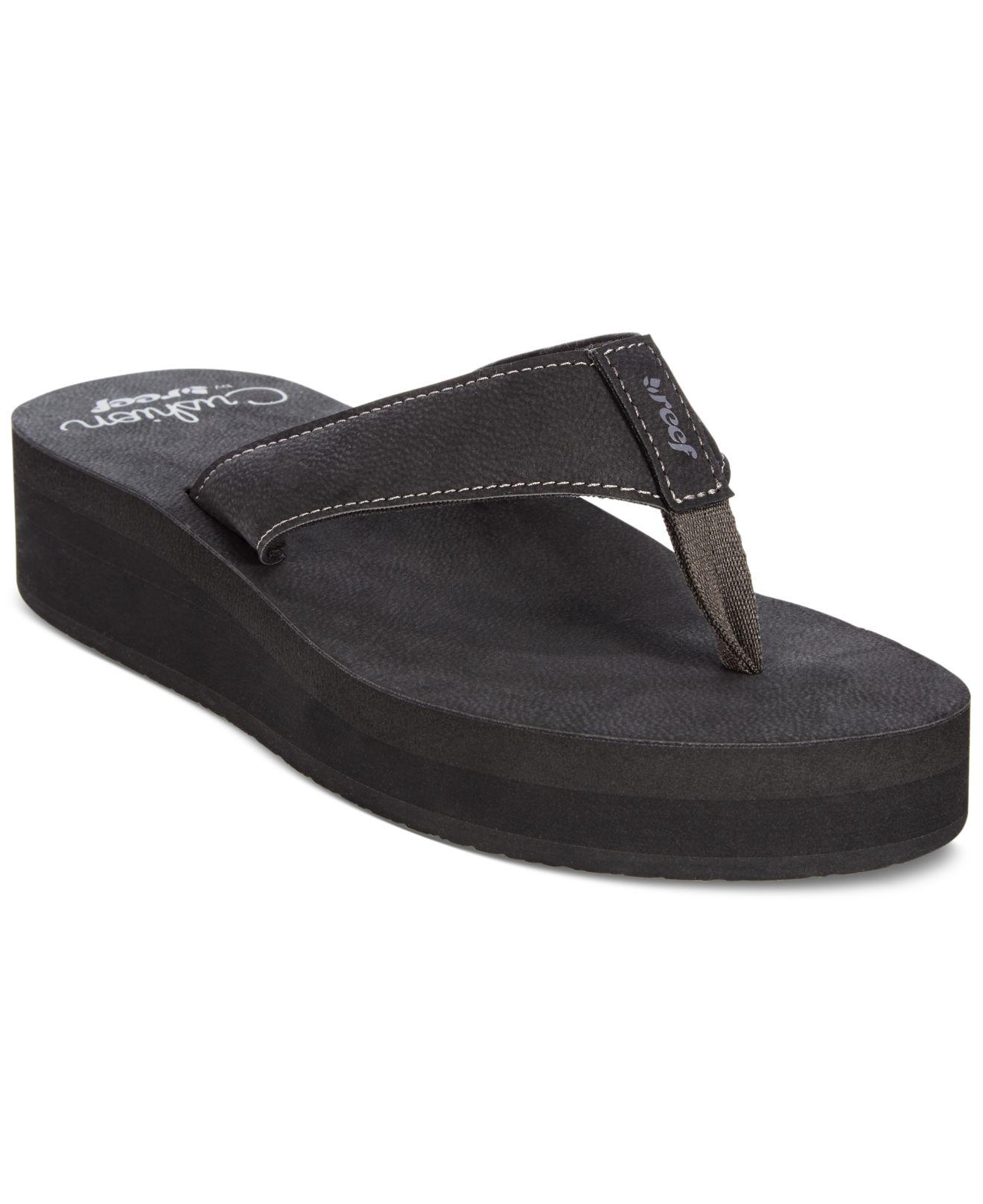 Reef Cushion Butter Flatform Flip-flops in Black | Lyst