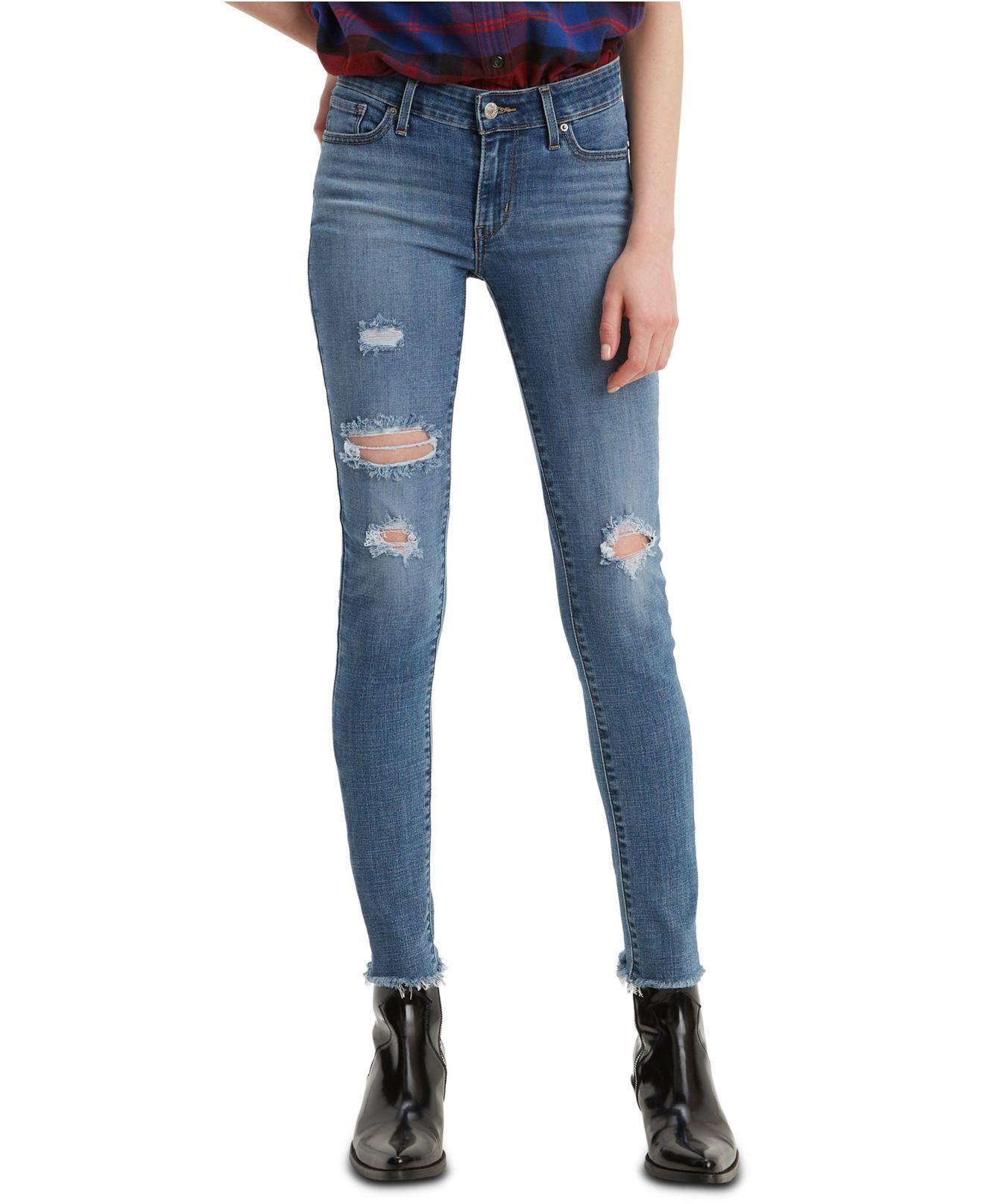 Levi's Denim ® 711 Ripped Skinny Jeans in Blue - Lyst