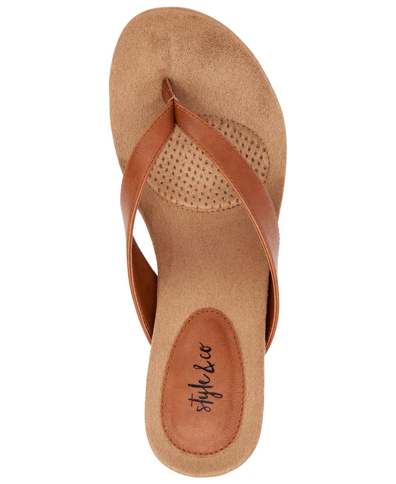 Style & Co. Chicklet Wedge Thong Sandals, Created For Macy's in Coffee (Brown) - Lyst