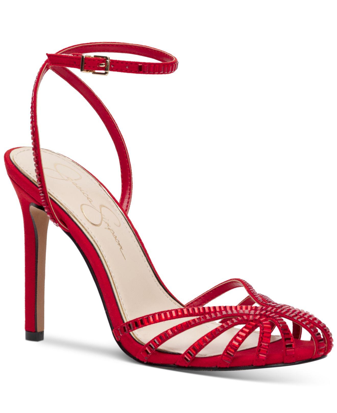JM LOOKS Strappy Heels for Women Red Chunky Heels High Heeled Sandals with  Lace Up Fahsion