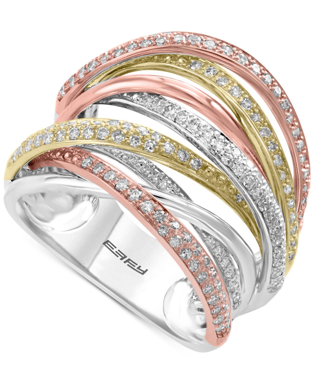 Effy Diamond Overlap (3/4 Ct. T.w.) In 14k White Gold, Yellow Gold And Rose  Gold in Metallic | Lyst