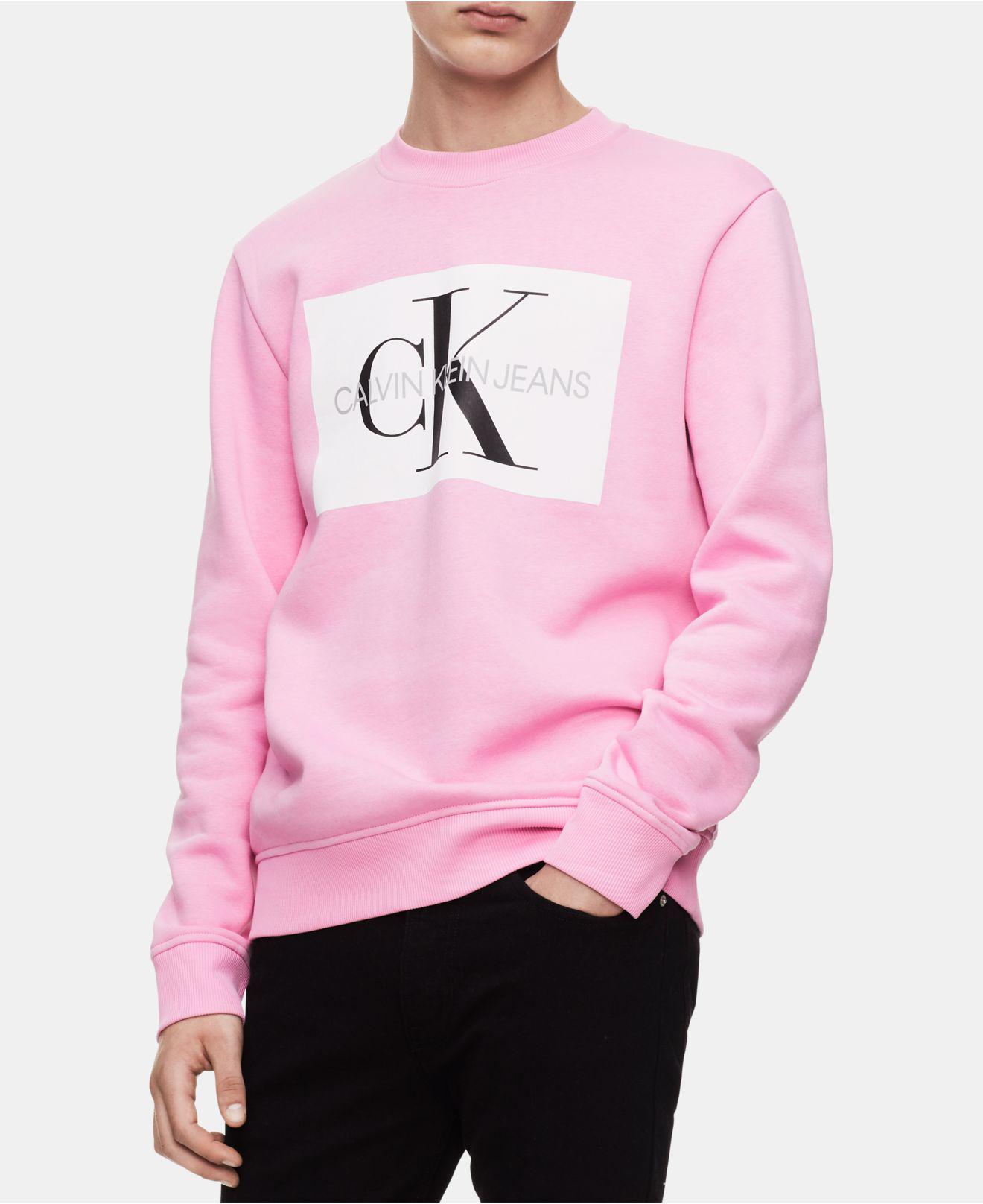 Calvin Klein Cotton Monogram Sweatshirt in Pink for Men | Lyst
