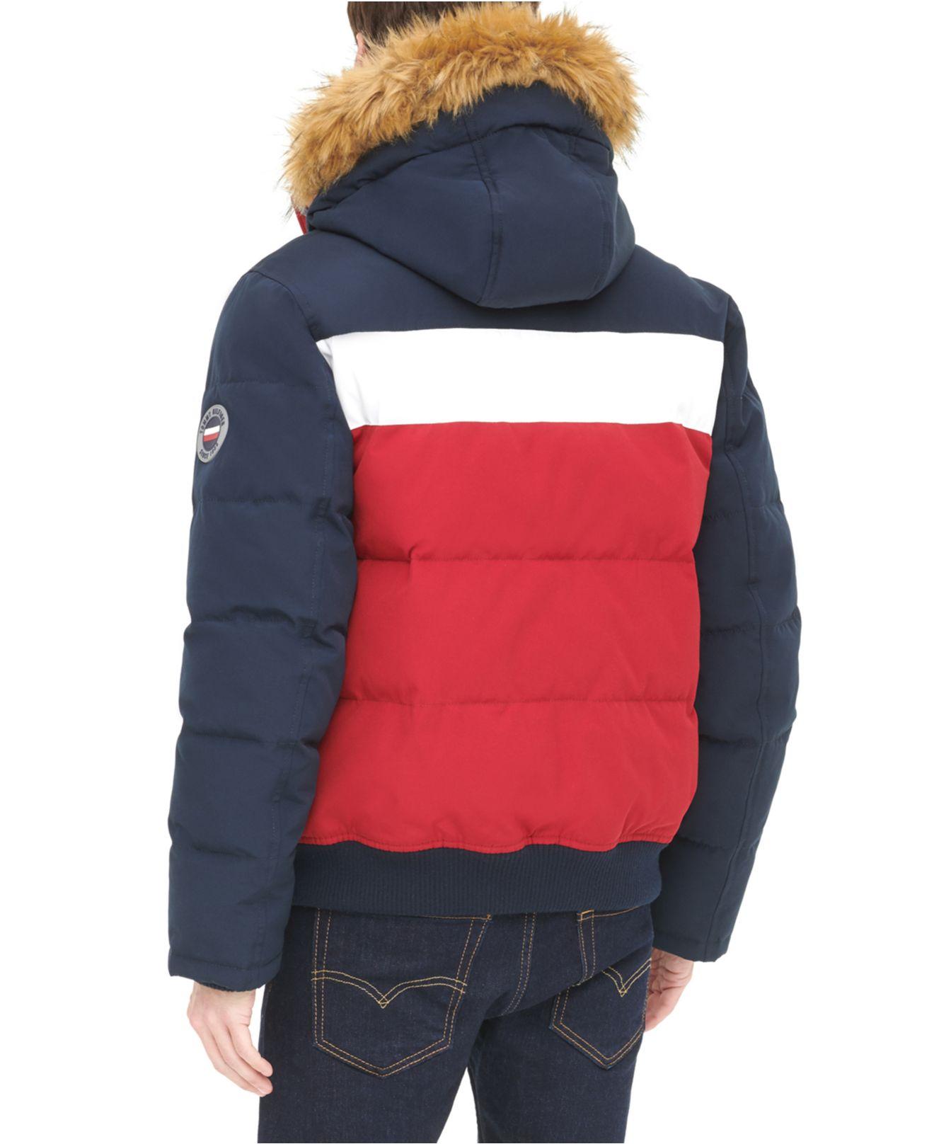 Tommy Hilfiger Short Snorkel Coat, Created For Macy's in Navy/White/Red