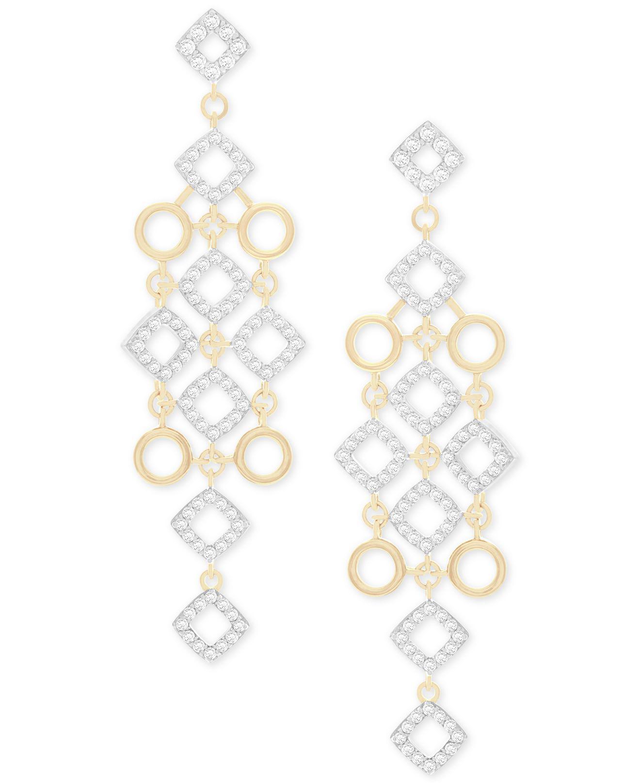 Lyst Wrapped In Love Diamond Chandelier Earrings 1 Ct T W Wrapped In Love Women S Metallic Diamond Chandelier Earrings