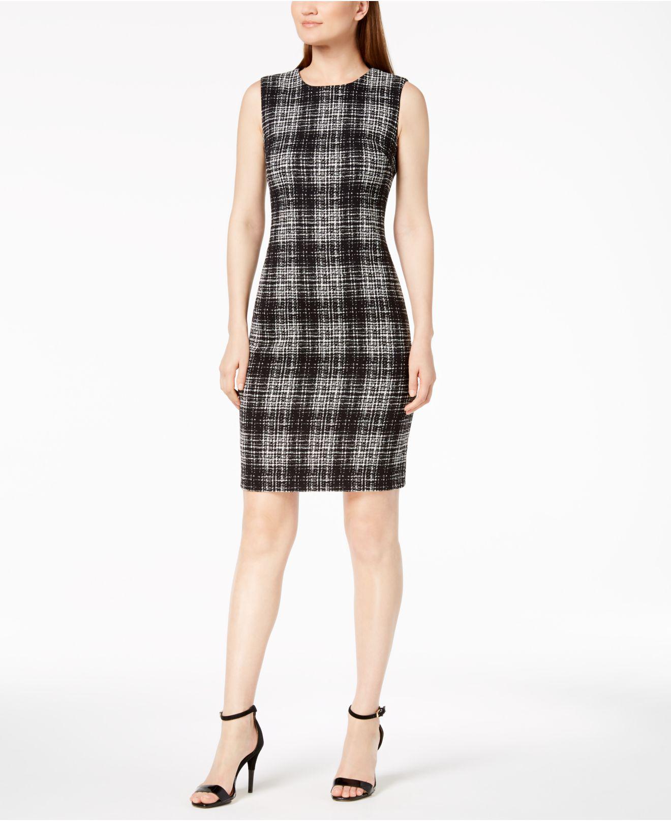 calvin klein plaid sheath dress